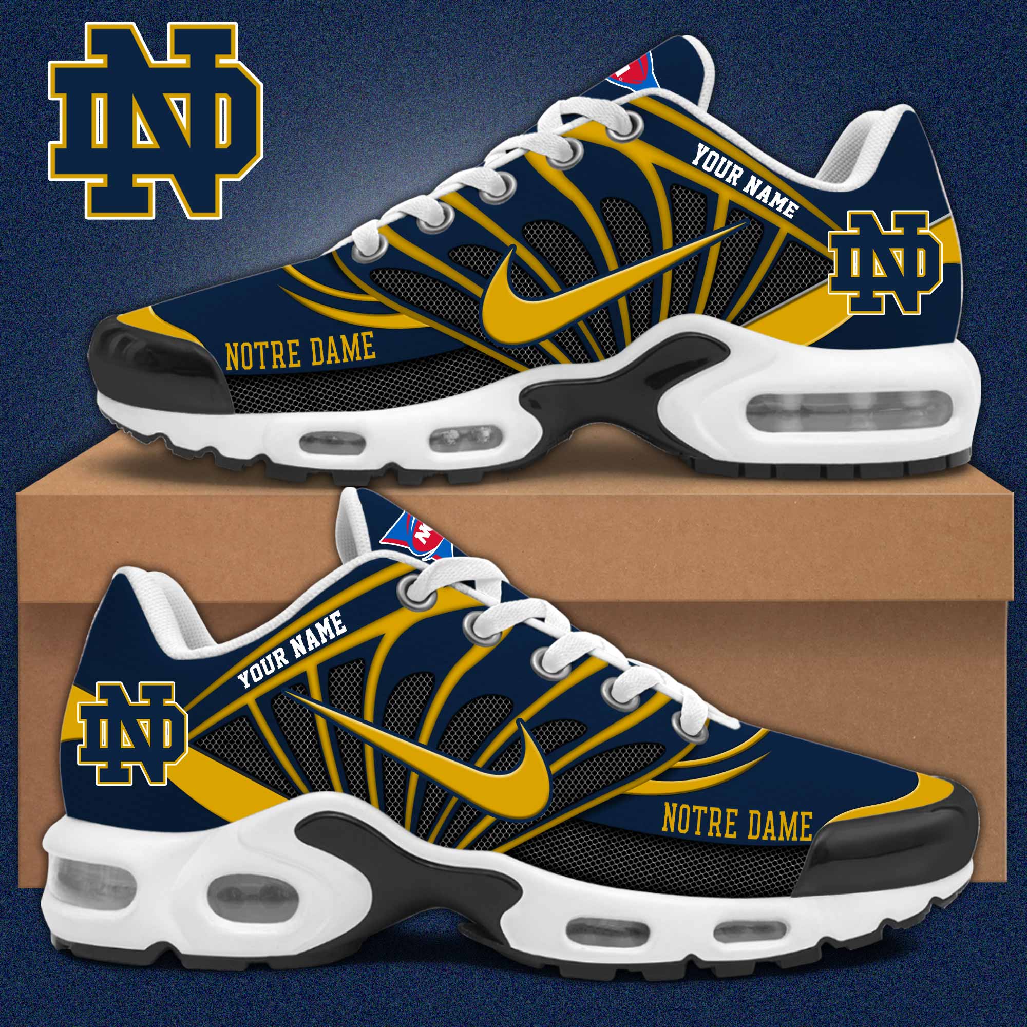 Notre Dame Fighting Irish Air Max Plus Sneakers - Famjoys Notre Dame Fighting Irish Air Max Plus Sneakers - Famjoys