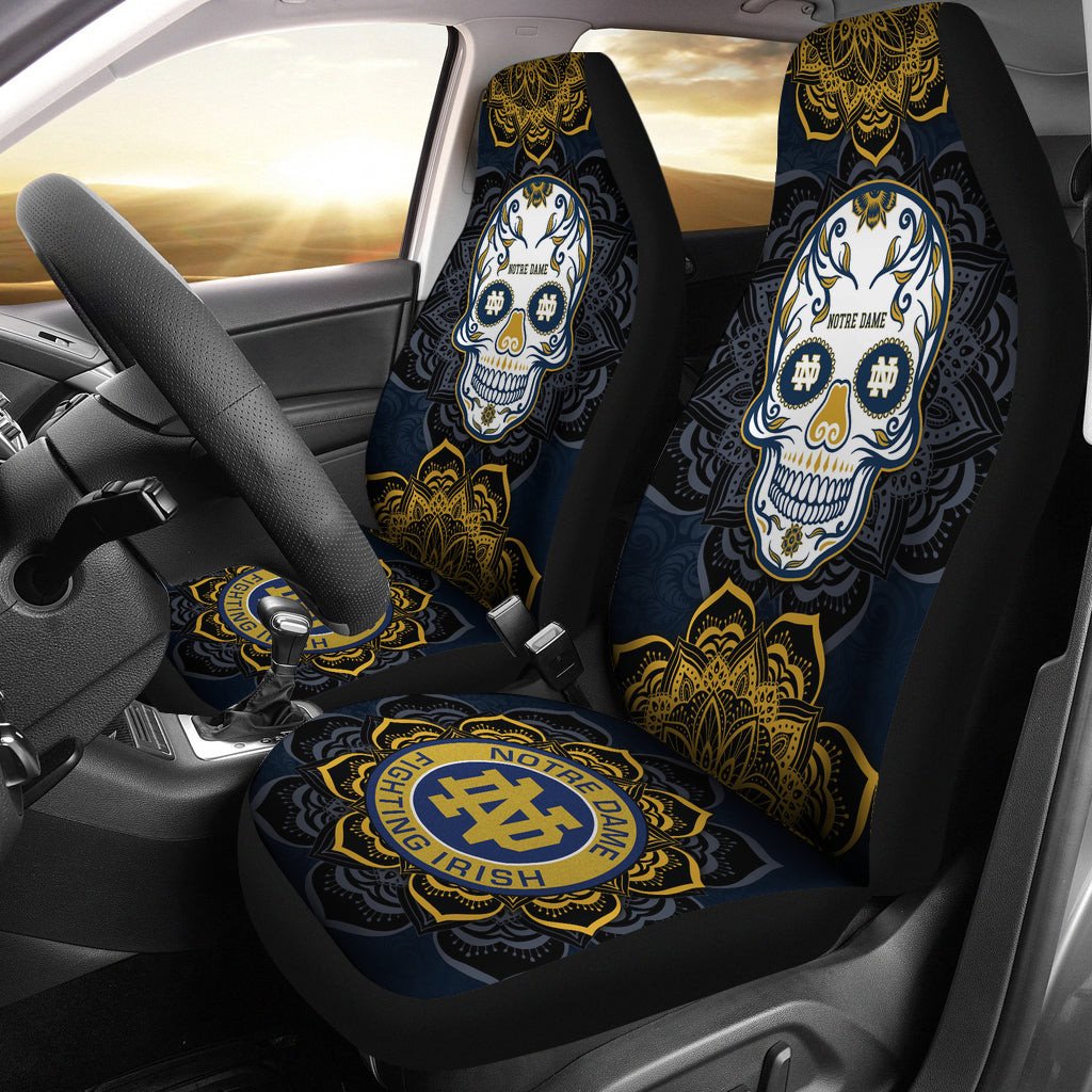 Notre Dame Fighting Irish Car Seat Covers Skull Mandala Ph221109-25 - Famjoys Notre Dame Fighting Irish Car Seat Covers Skull Mandala Ph221109-25 - Famjoys