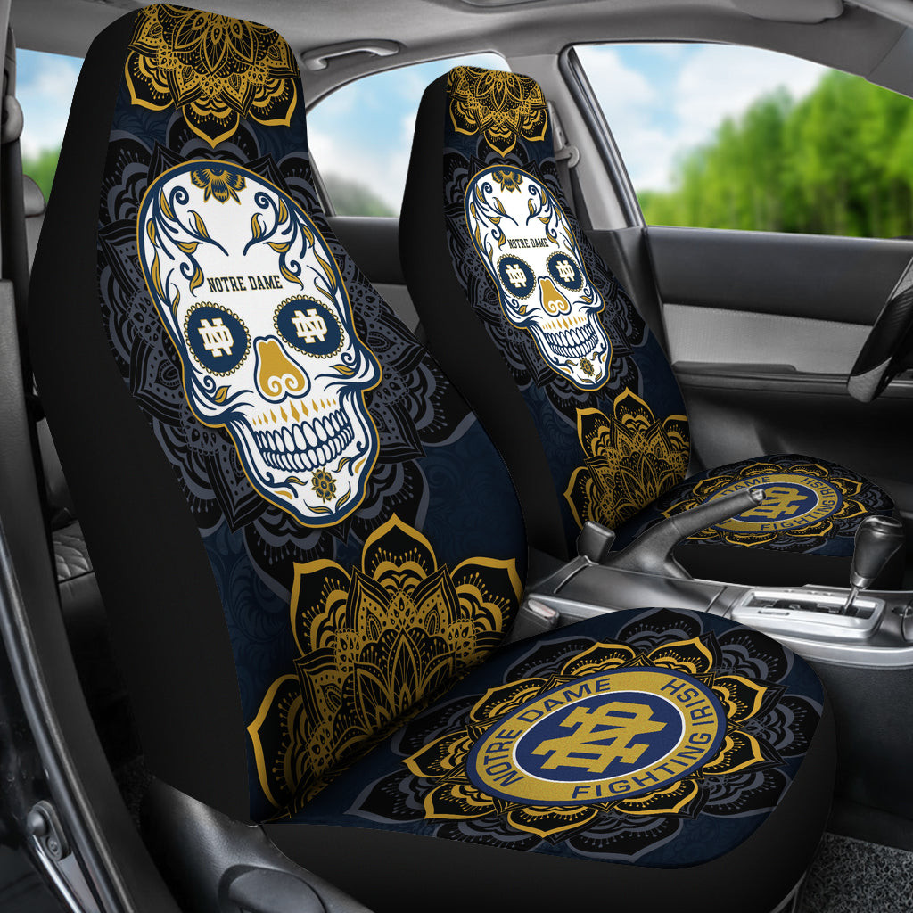 Notre Dame Fighting Irish Car Seat Covers Skull Mandala Ph221109-25 - Famjoys Notre Dame Fighting Irish Car Seat Covers Skull Mandala Ph221109-25 - Famjoys