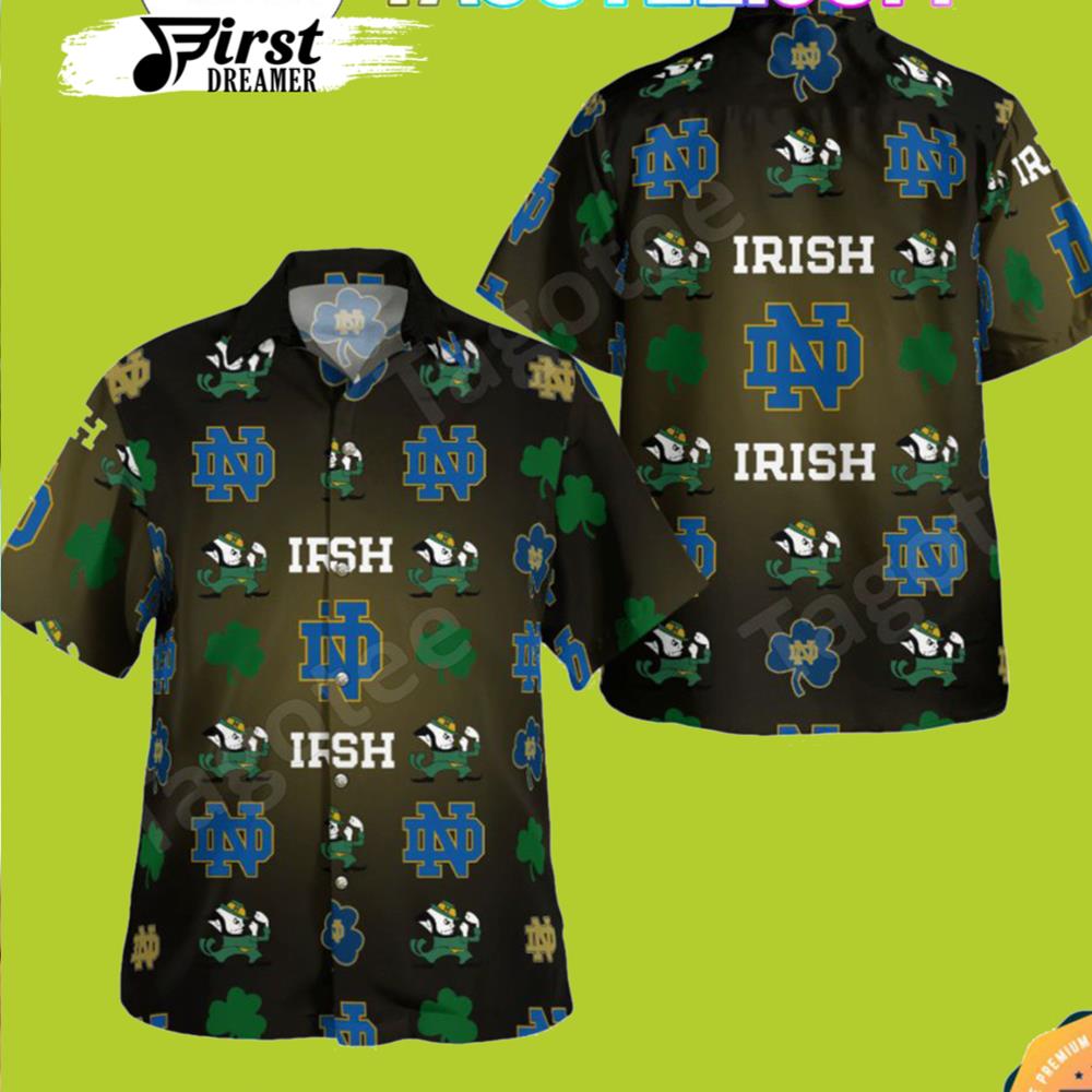 Notre Dame Fighting Irish Clover Combo Hawaii Shirt - Famjoys Notre Dame Fighting Irish Clover Combo Hawaii Shirt - Famjoys