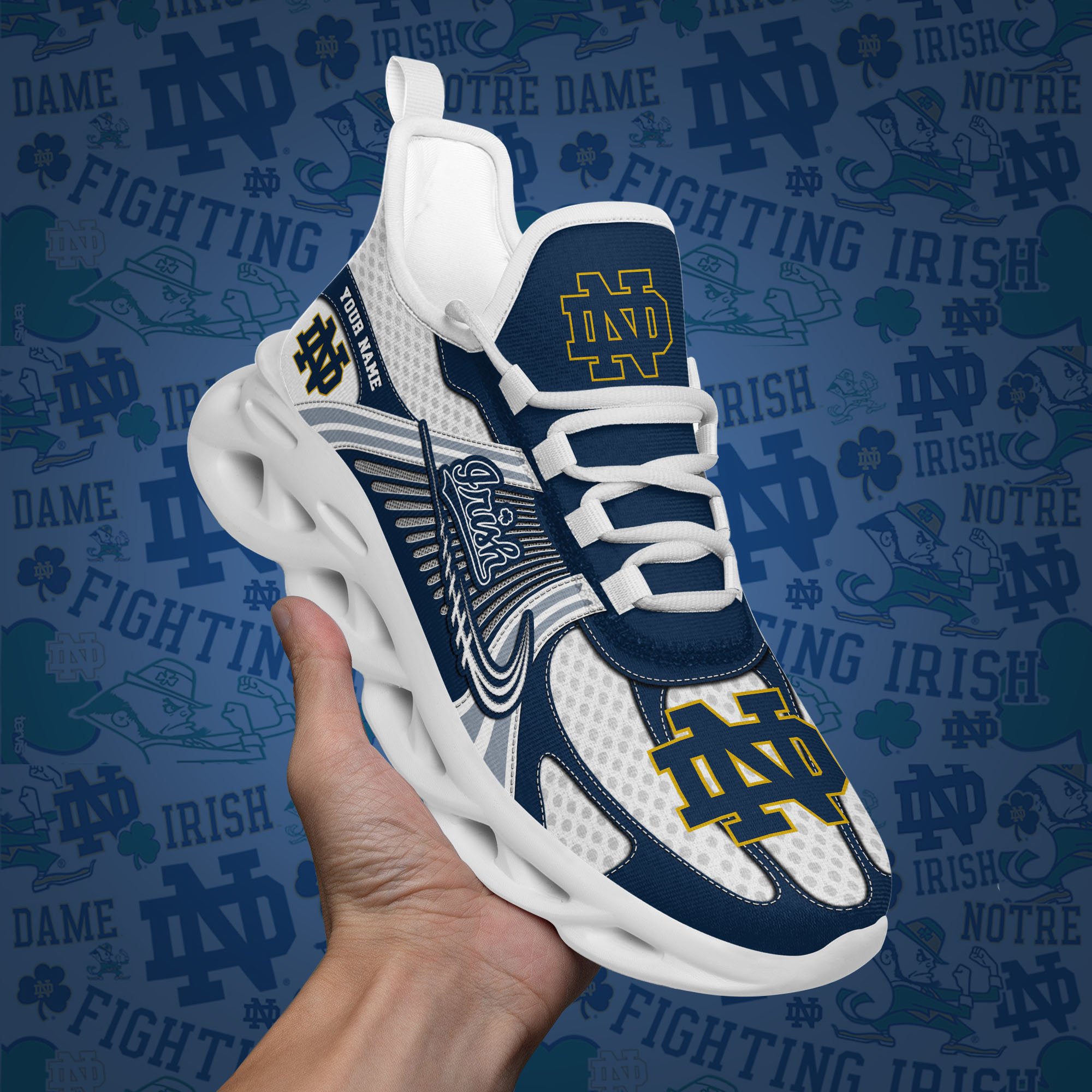 Notre Dame Fighting Irish Clunky Sneakers Custom Your Name, Sport Sneakers ETRG-62343 - Famjoys Notre Dame Fighting Irish Clunky Sneakers Custom Your Name, Sport Sneakers ETRG-62343 - Famjoys