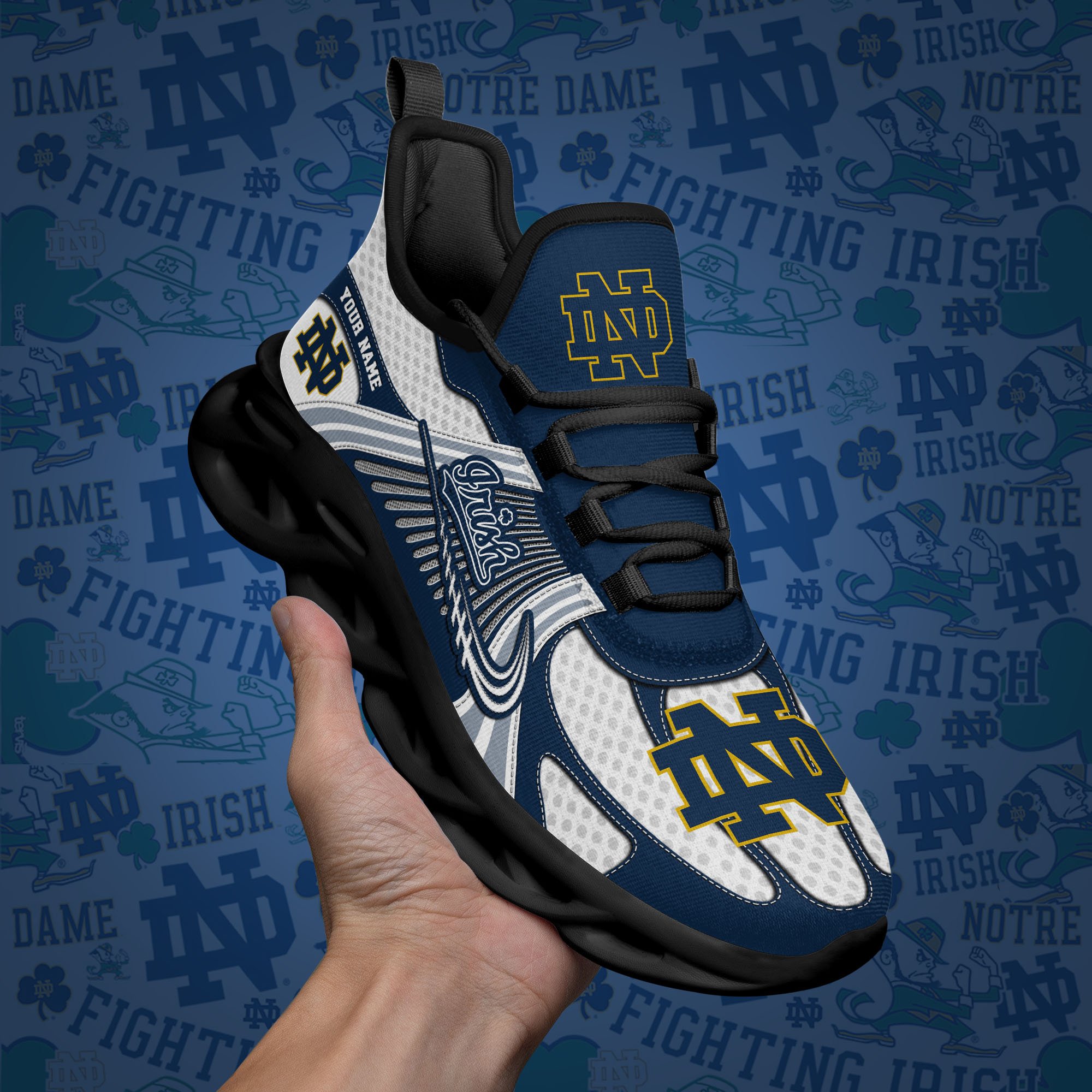 Notre Dame Fighting Irish Clunky Sneakers Custom Your Name, Sport Sneakers ETRG-62343 - Famjoys Notre Dame Fighting Irish Clunky Sneakers Custom Your Name, Sport Sneakers ETRG-62343 - Famjoys