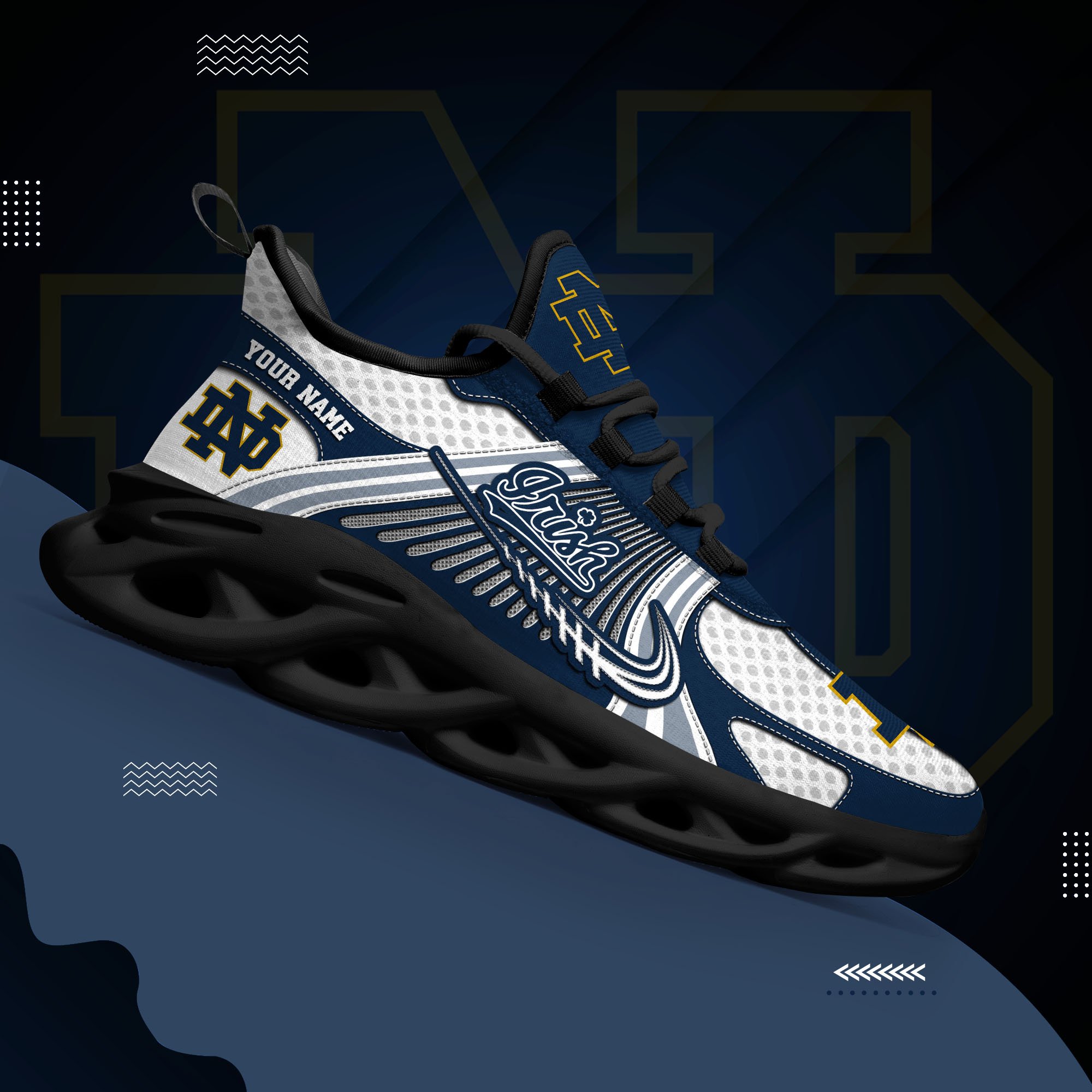 Notre Dame Fighting Irish Clunky Sneakers Custom Your Name, Sport Sneakers ETRG-62343 - Famjoys Notre Dame Fighting Irish Clunky Sneakers Custom Your Name, Sport Sneakers ETRG-62343 - Famjoys