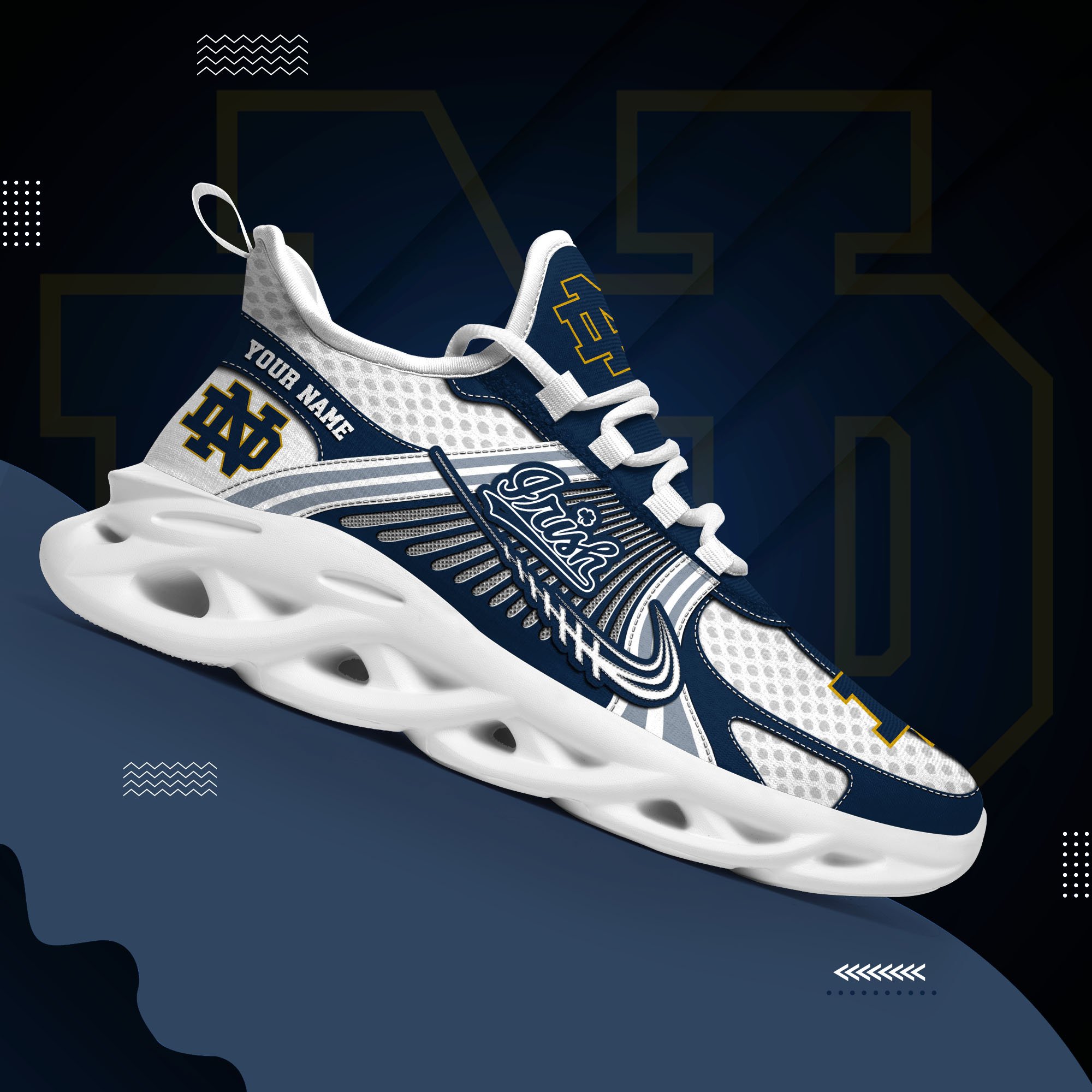 Notre Dame Fighting Irish Clunky Sneakers Custom Your Name, Sport Sneakers ETRG-62343 - Famjoys Notre Dame Fighting Irish Clunky Sneakers Custom Your Name, Sport Sneakers ETRG-62343 - Famjoys