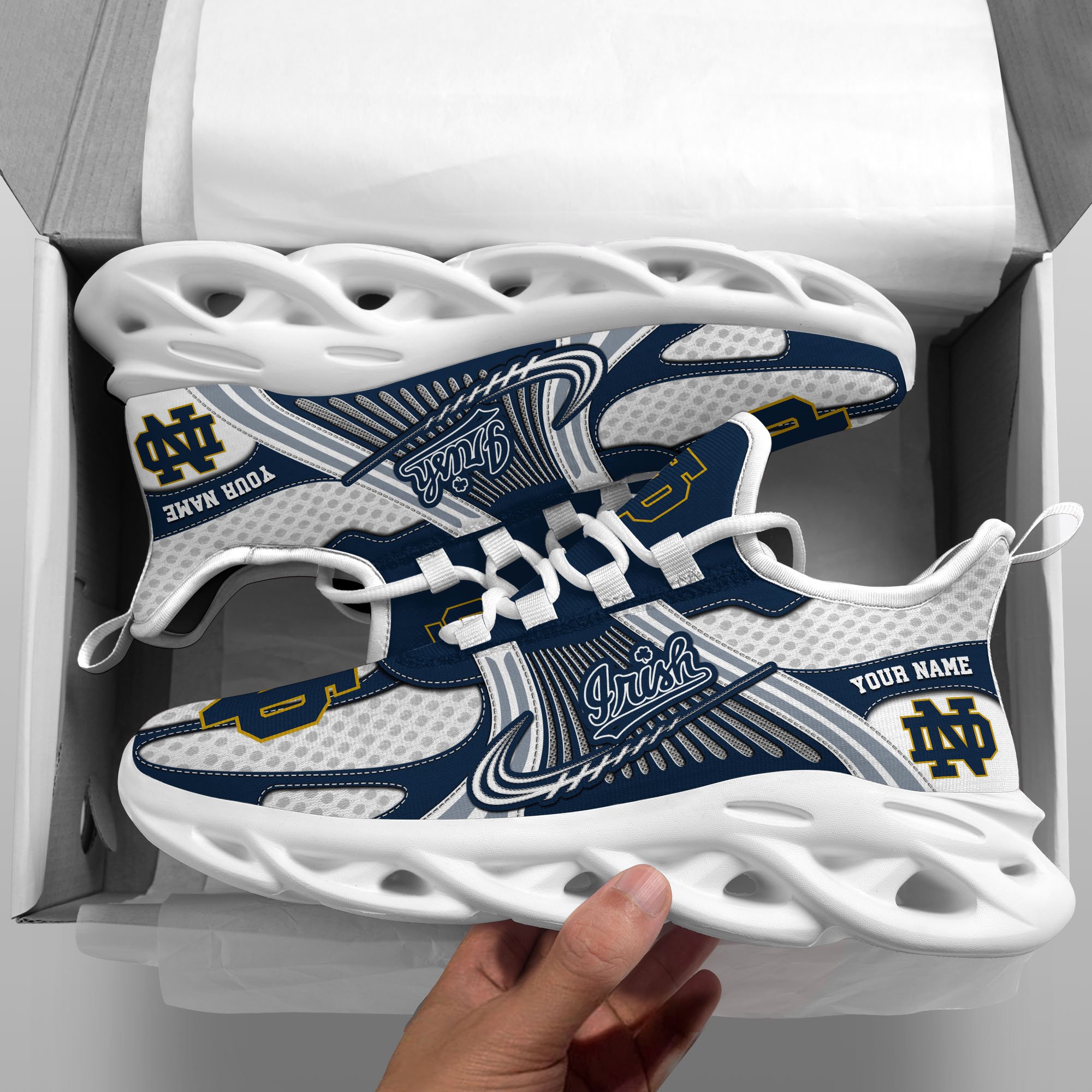 Notre Dame Fighting Irish Clunky Sneakers Custom Your Name, Sport Sneakers ETRG-62343 - Famjoys Notre Dame Fighting Irish Clunky Sneakers Custom Your Name, Sport Sneakers ETRG-62343 - Famjoys