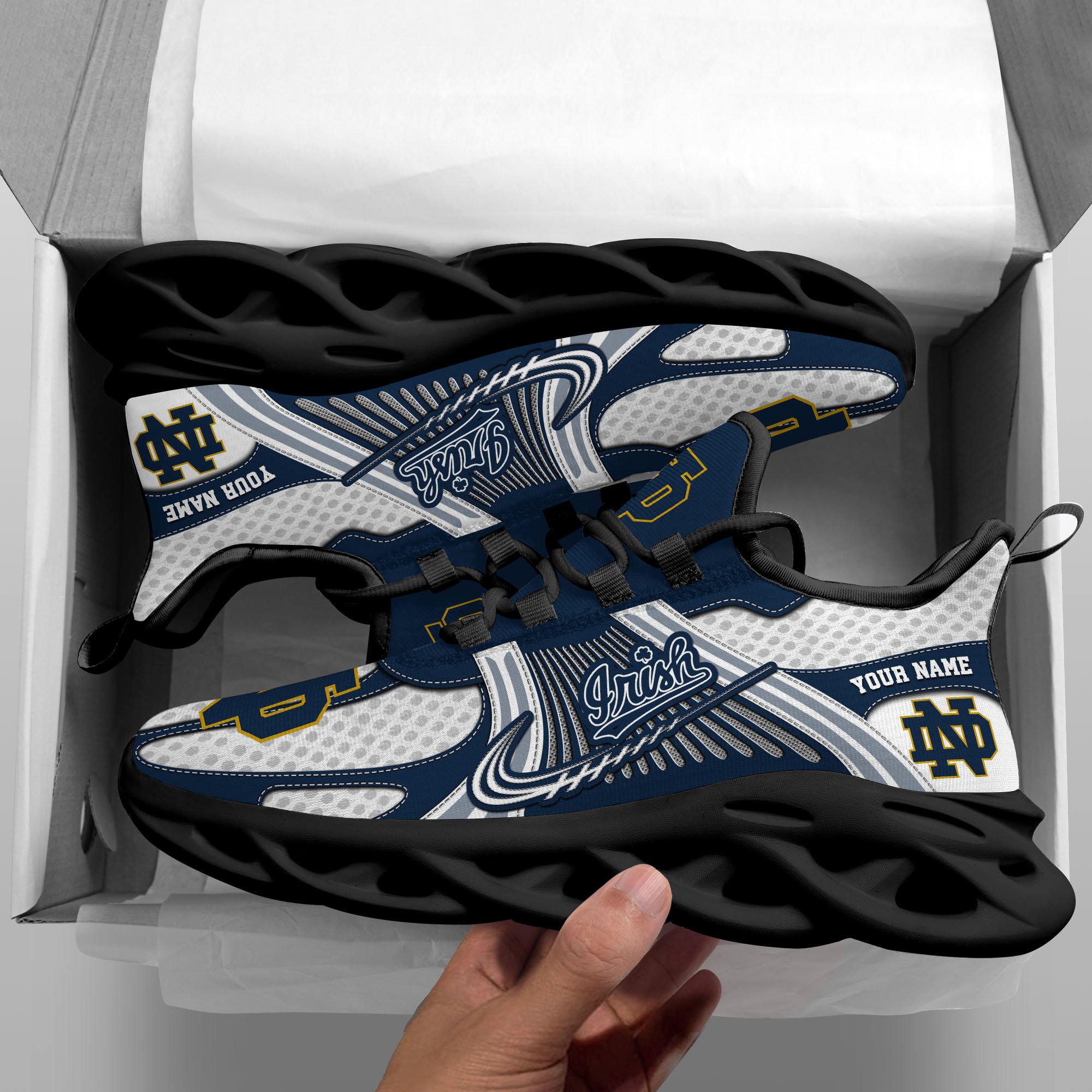 Notre Dame Fighting Irish Clunky Sneakers Custom Your Name, Sport Sneakers ETRG-62343 - Famjoys Notre Dame Fighting Irish Clunky Sneakers Custom Your Name, Sport Sneakers ETRG-62343 - Famjoys