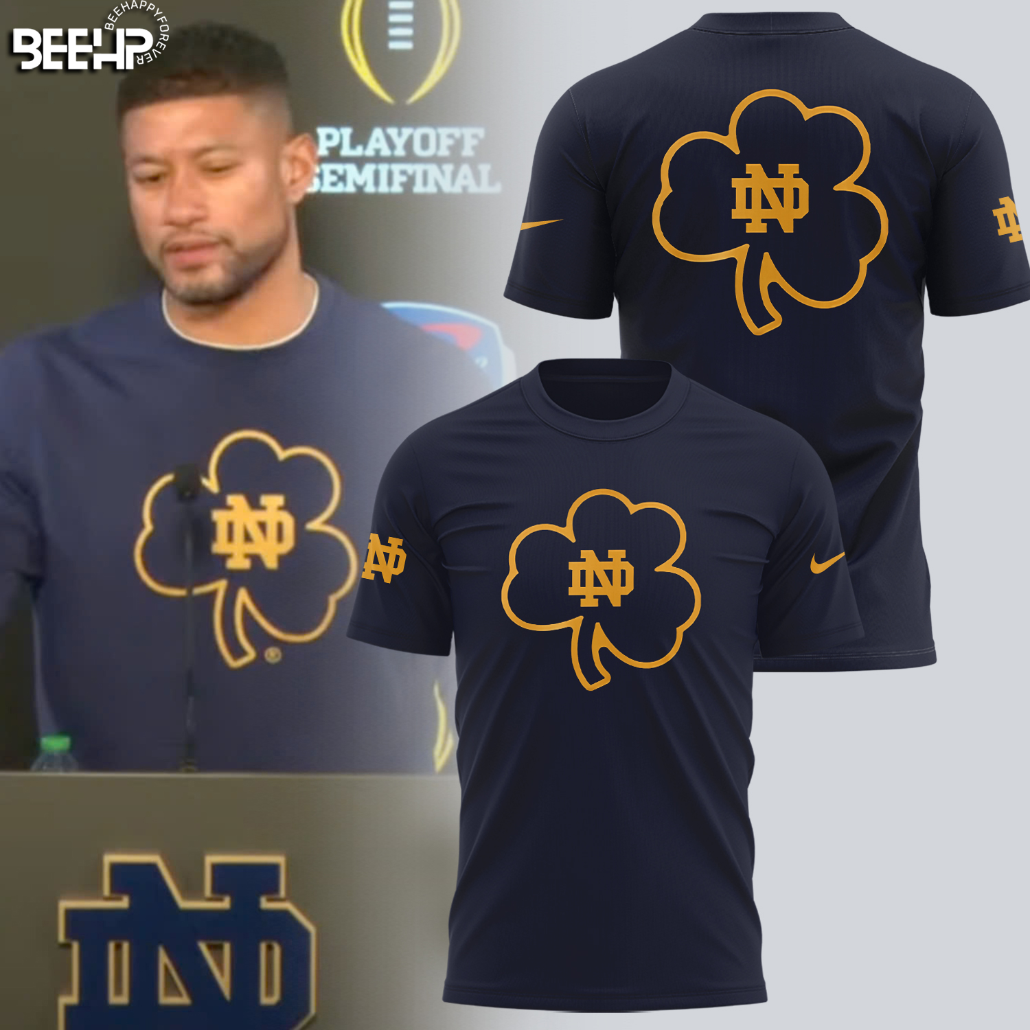 Notre Dame Fighting Irish Coach Marcus Freeman CLOVER Shirt - Famjoys Notre Dame Fighting Irish Coach Marcus Freeman CLOVER Shirt - Famjoys