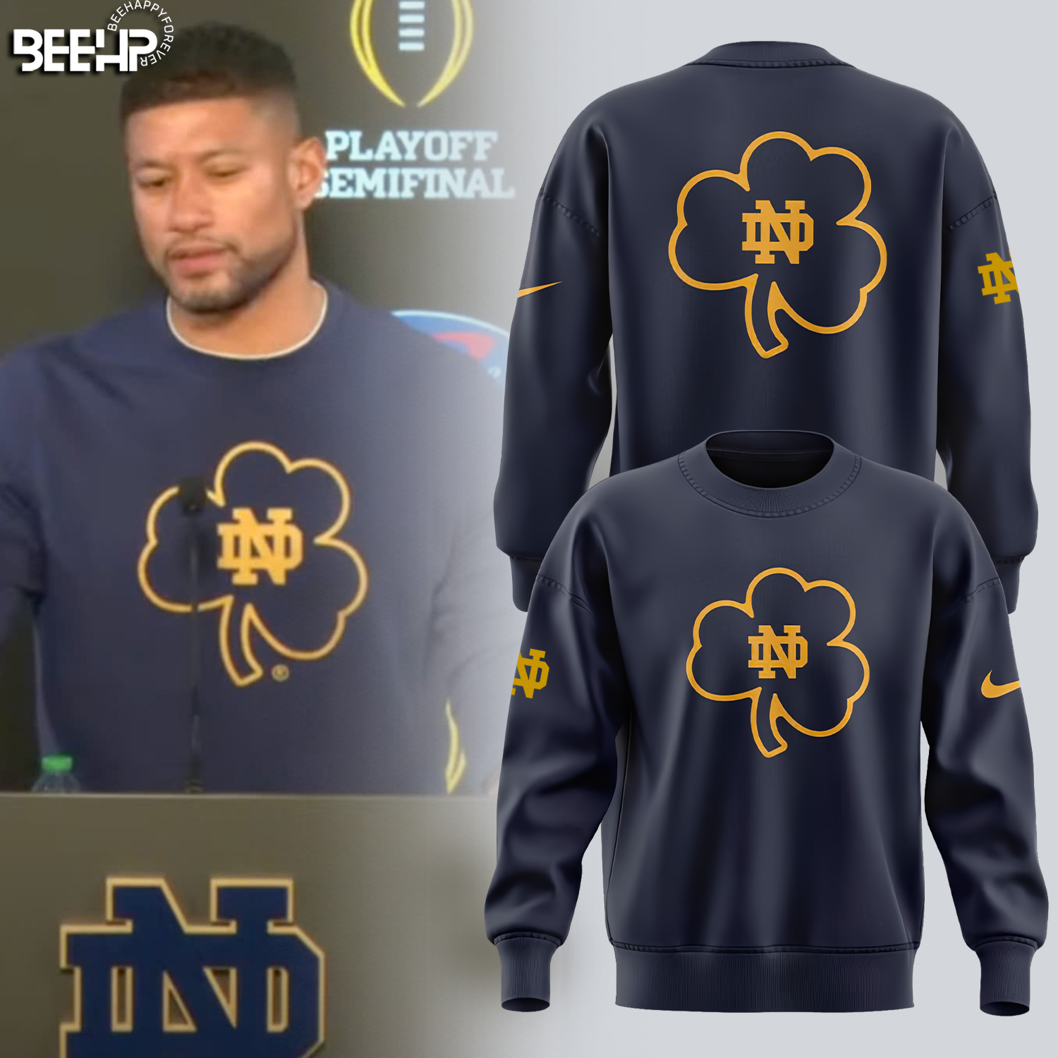 Notre Dame Fighting Irish Coach Marcus Freeman CLOVER Shirt - Famjoys Notre Dame Fighting Irish Coach Marcus Freeman CLOVER Shirt - Famjoys