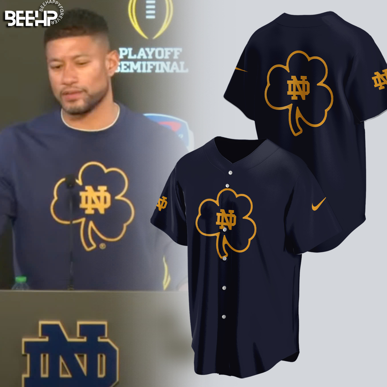 Notre Dame Fighting Irish Coach Marcus Freeman CLOVER Shirt - Famjoys Notre Dame Fighting Irish Coach Marcus Freeman CLOVER Shirt - Famjoys