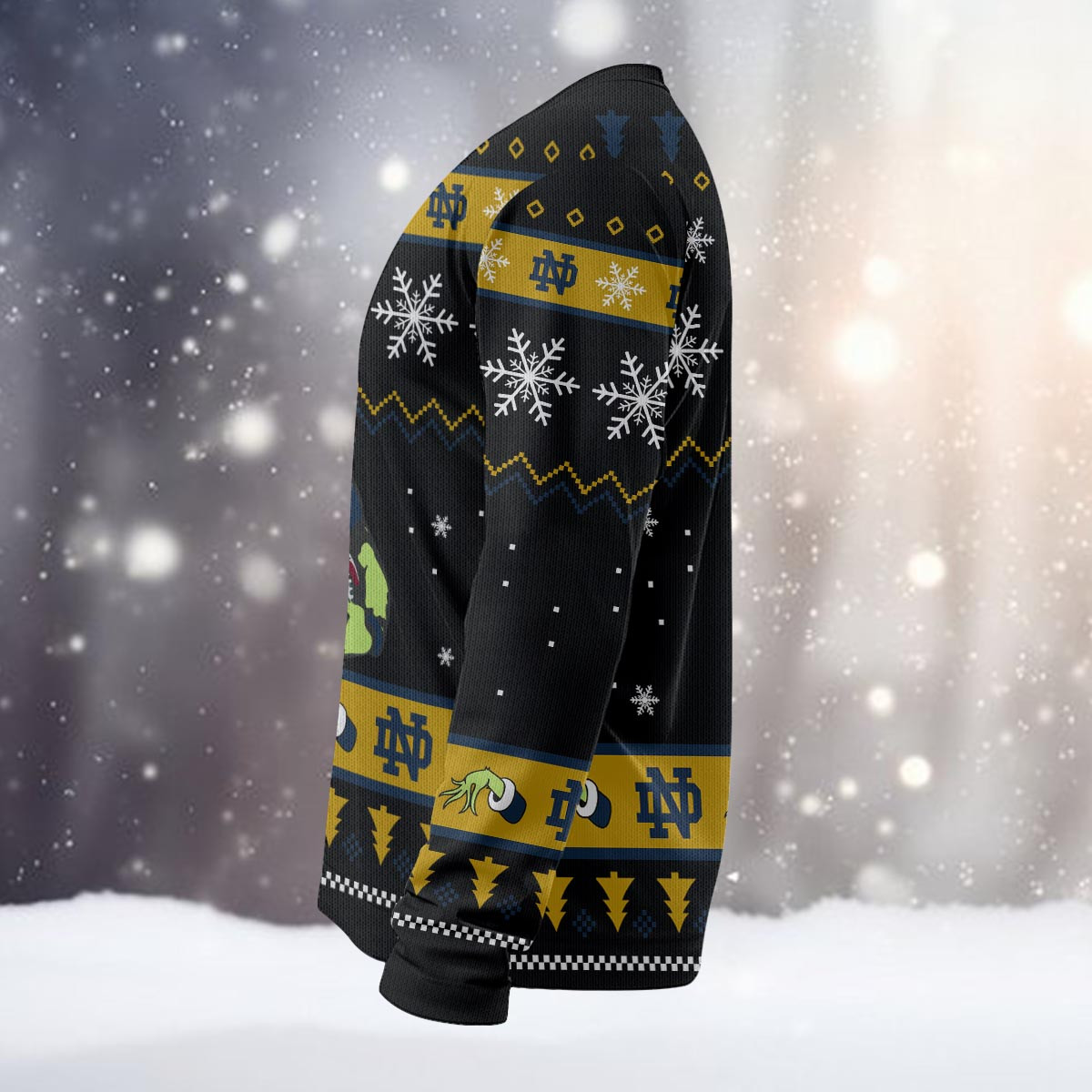 Notre Dame Fighting Irish Custom Christmas Ugly Sweater - Famjoys Notre Dame Fighting Irish Custom Christmas Ugly Sweater - Famjoys