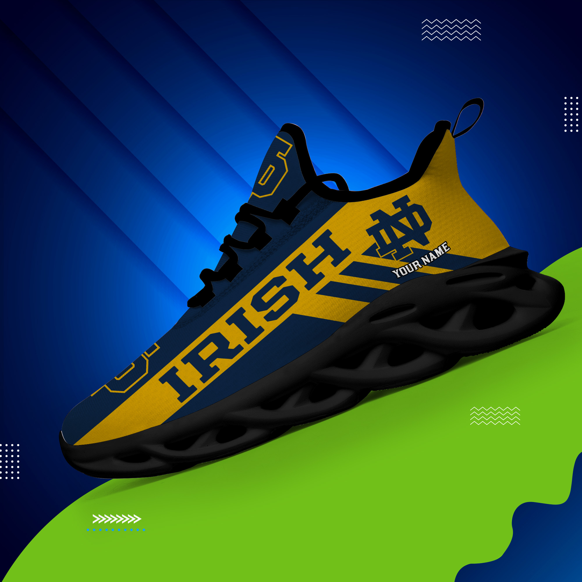 Notre Dame Fighting Irish Custom Name PERSONALIZED MAX SOUL SHOES DS004 - Famjoys Notre Dame Fighting Irish Custom Name PERSONALIZED MAX SOUL SHOES DS004 - Famjoys