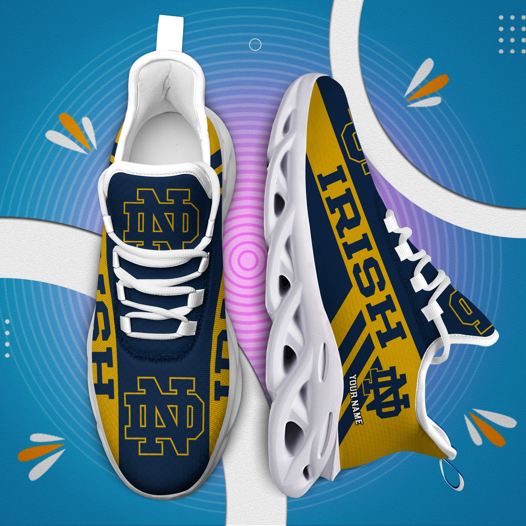 Notre Dame Fighting Irish Custom Name PERSONALIZED MAX SOUL SHOES DS004 - Famjoys Notre Dame Fighting Irish Custom Name PERSONALIZED MAX SOUL SHOES DS004 - Famjoys