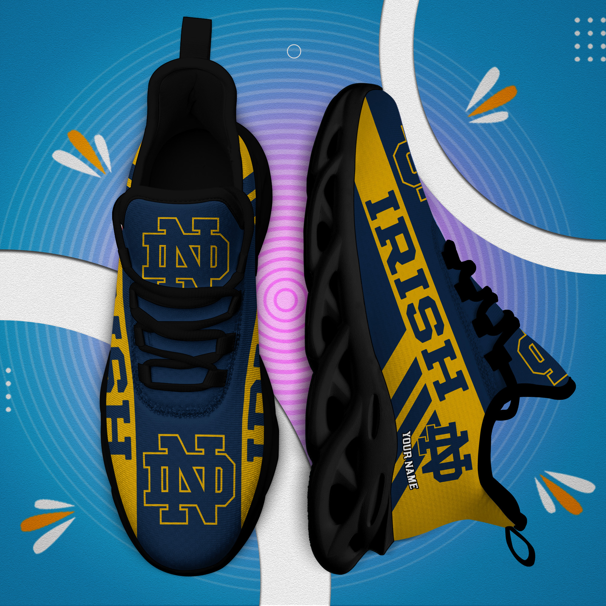 Notre Dame Fighting Irish Custom Name PERSONALIZED MAX SOUL SHOES DS004 - Famjoys Notre Dame Fighting Irish Custom Name PERSONALIZED MAX SOUL SHOES DS004 - Famjoys