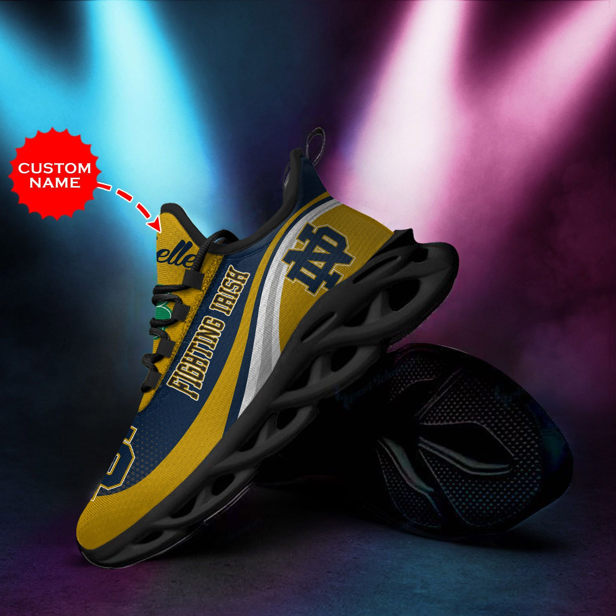 Notre Dame Fighting Irish Custom Personalized Max Soul Sneakers Shoes - Famjoys Notre Dame Fighting Irish Custom Personalized Max Soul Sneakers Shoes - Famjoys