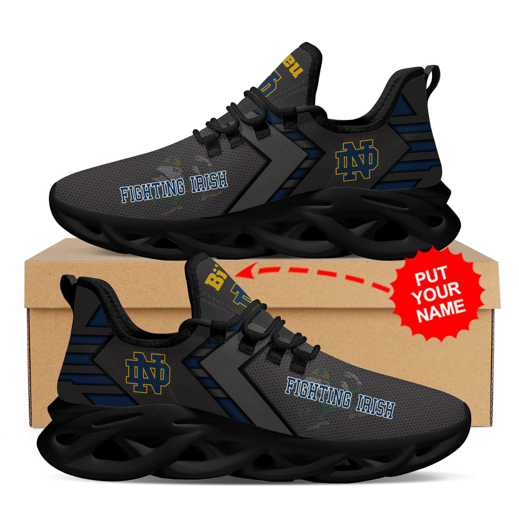 Notre Dame Fighting Irish Custom Personalized Max Soul Sneakers Shoes - Famjoys Notre Dame Fighting Irish Custom Personalized Max Soul Sneakers Shoes - Famjoys