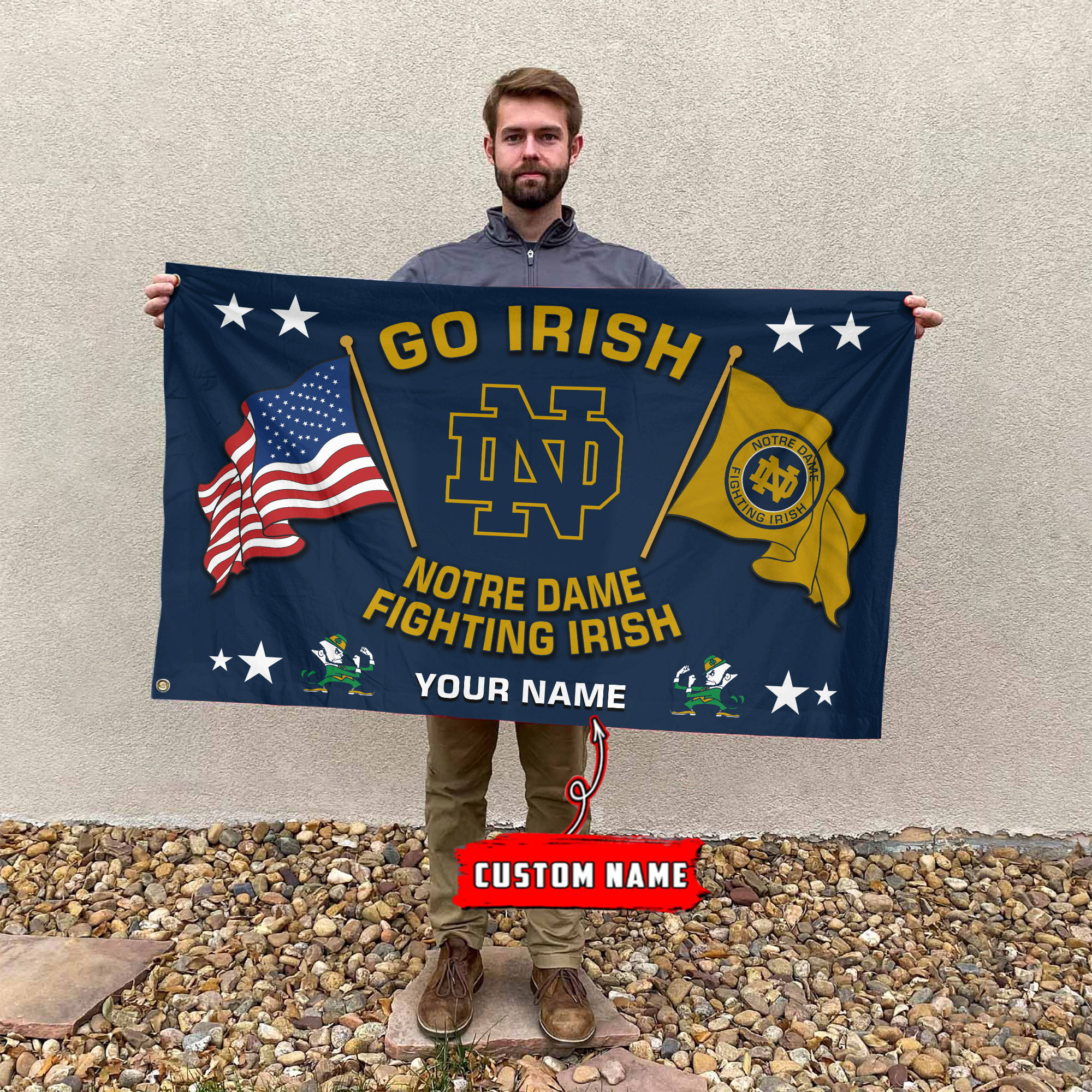 Notre Dame Fighting Irish Football House Flag - Famjoys Notre Dame Fighting Irish Football House Flag - Famjoys