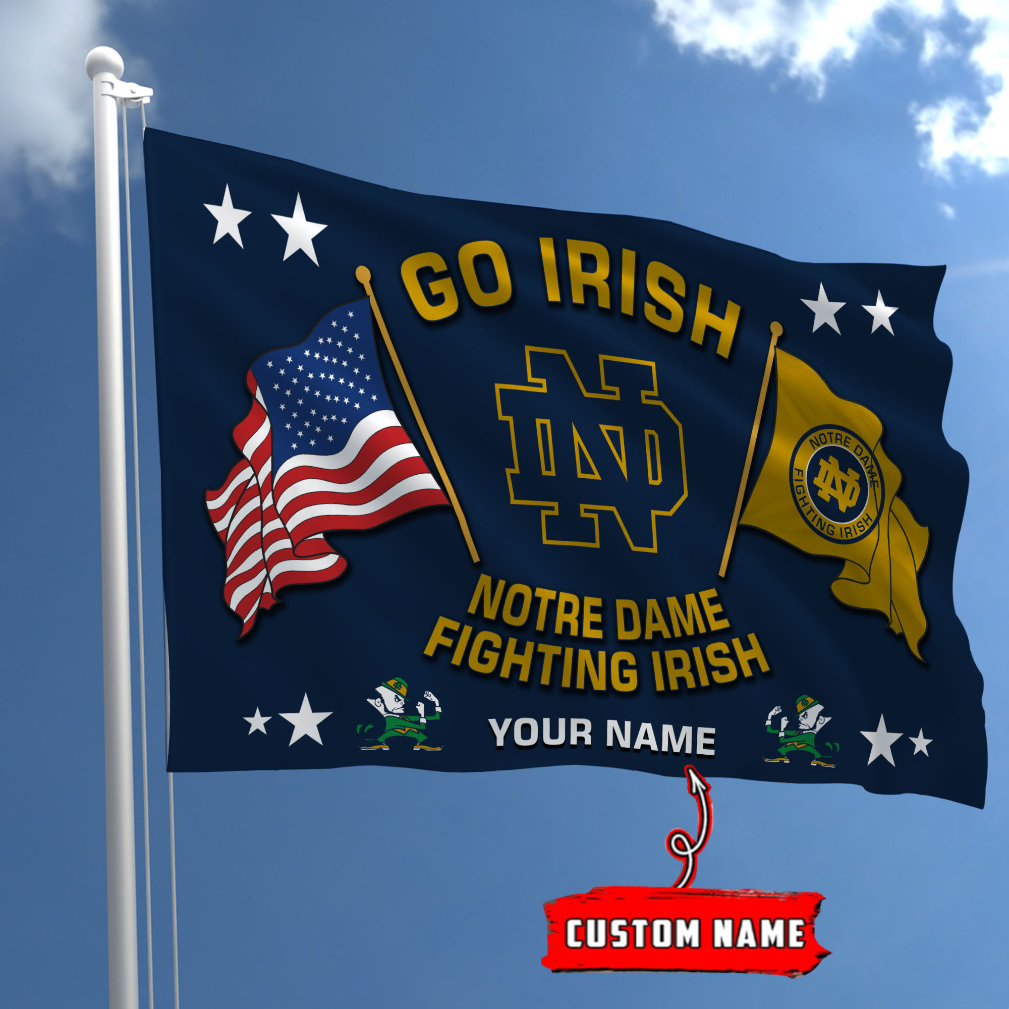 Notre Dame Fighting Irish Football House Flag - Famjoys Notre Dame Fighting Irish Football House Flag - Famjoys