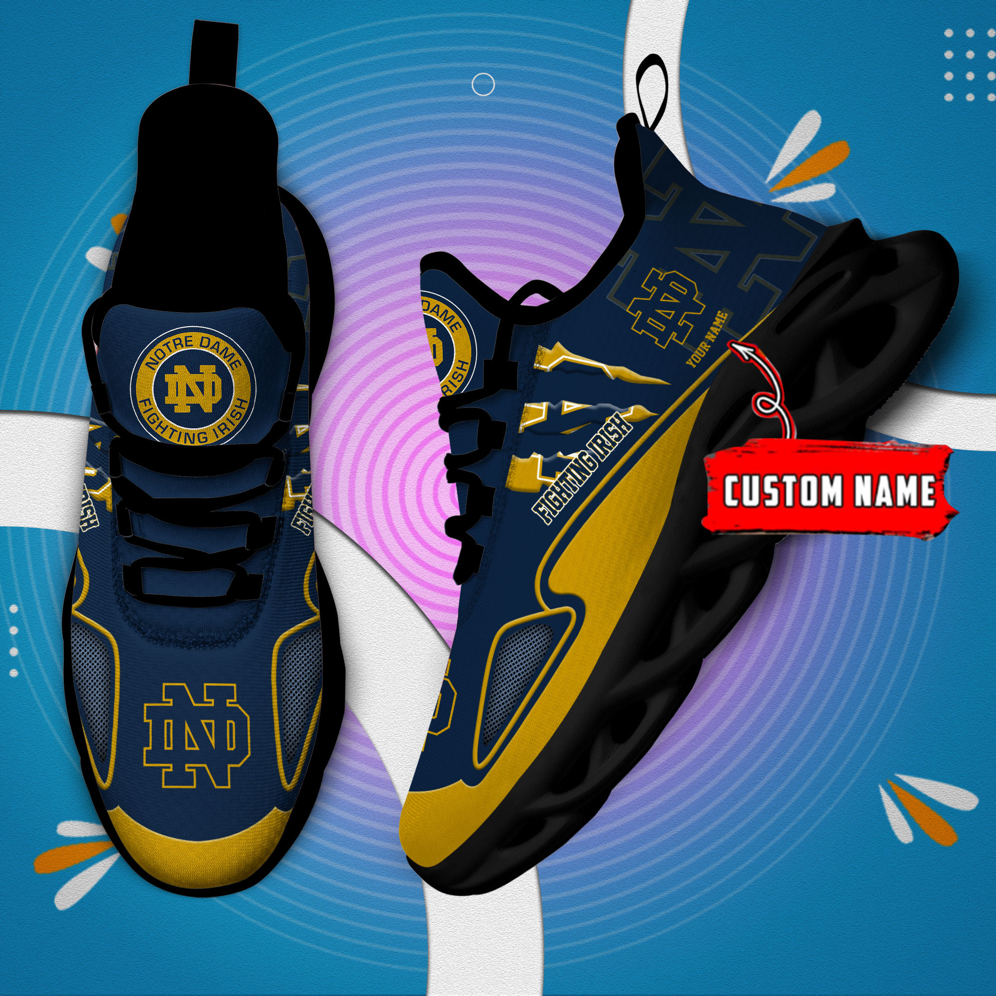 Notre Dame Fighting Irish Max Soul Shoes - Famjoys Notre Dame Fighting Irish Max Soul Shoes - Famjoys