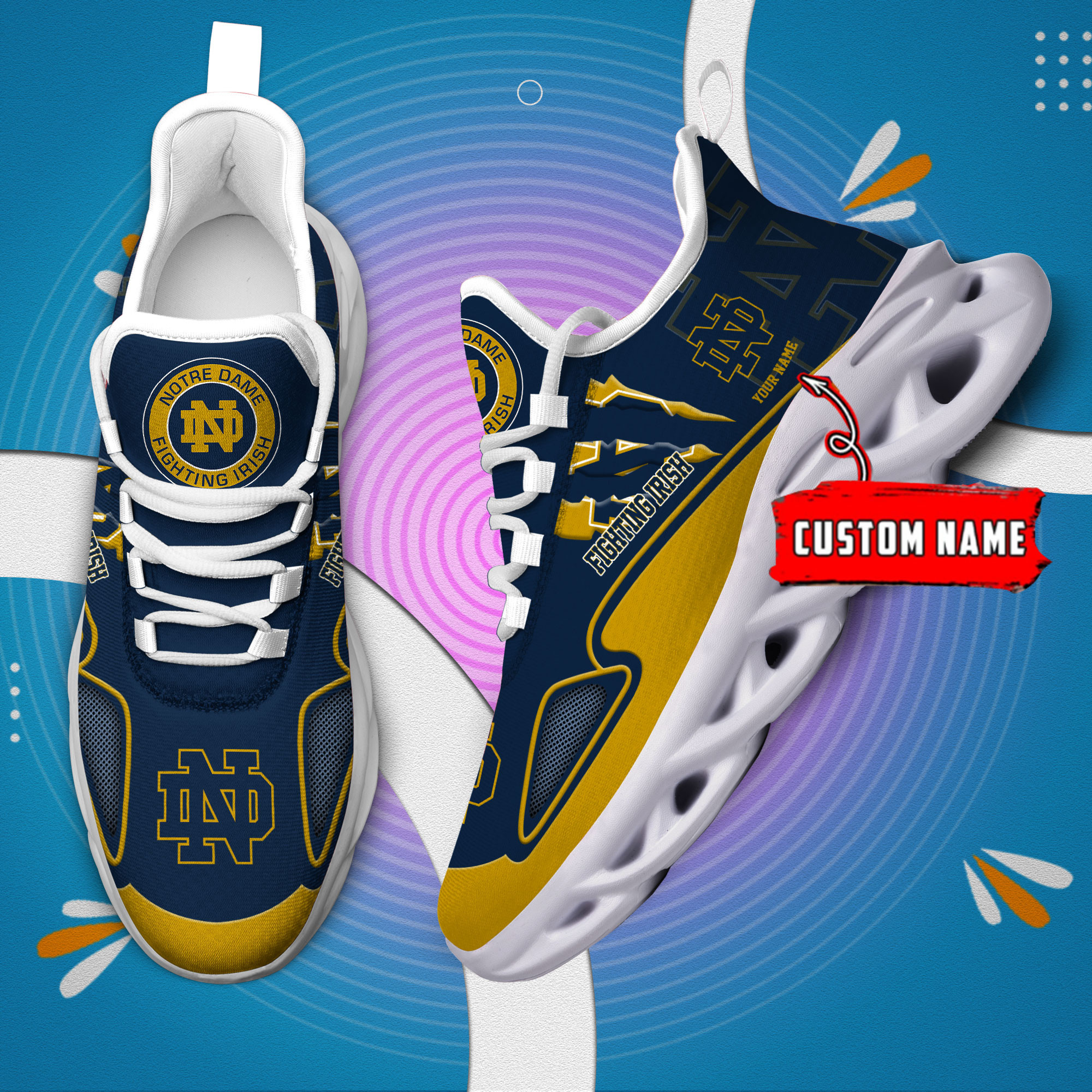 Notre Dame Fighting Irish Max Soul Shoes - Famjoys Notre Dame Fighting Irish Max Soul Shoes - Famjoys