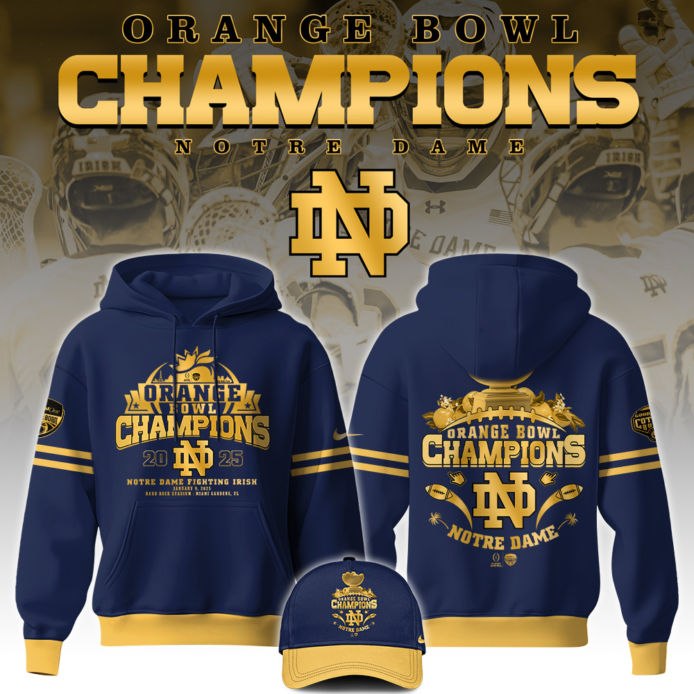 Notre Dame Fighting Irish Orange Bowl Champions Hoodie 2025 v2 - Famjoys Notre Dame Fighting Irish Orange Bowl Champions Hoodie 2025 v2 - Famjoys