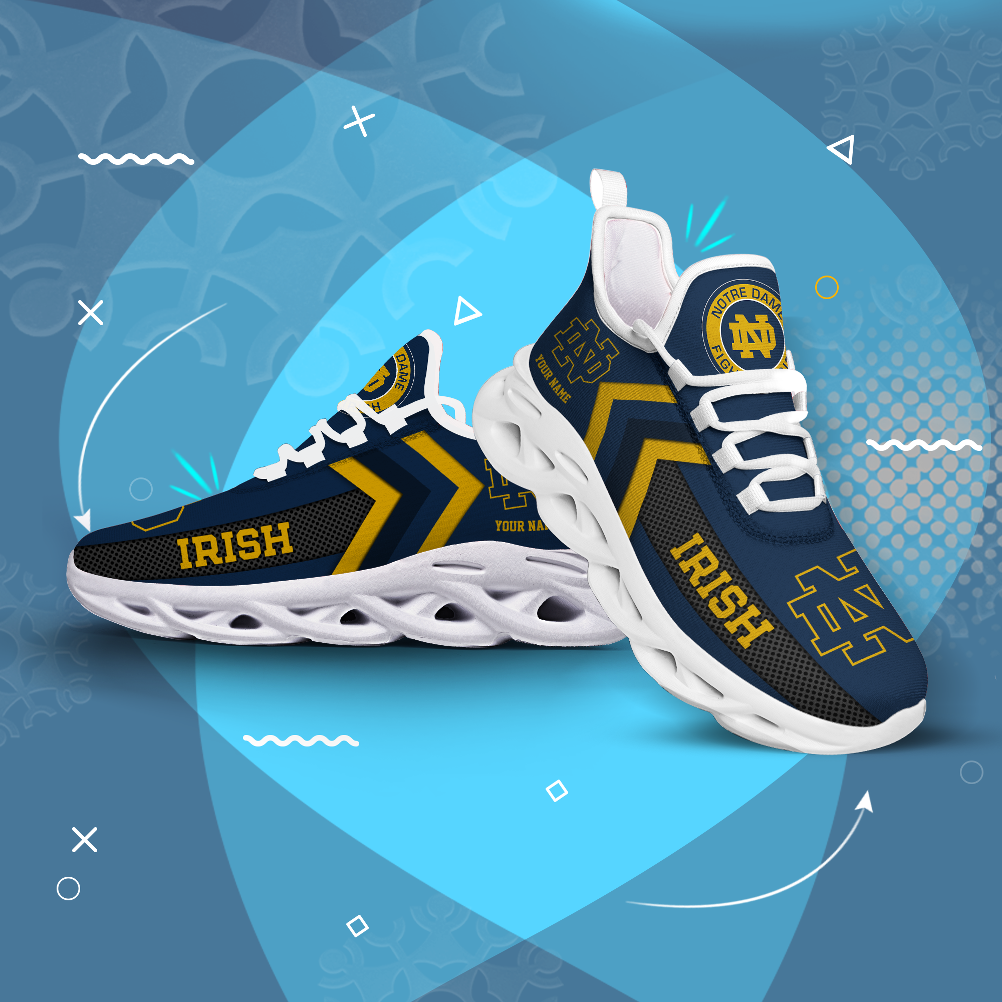 Notre Dame Fighting Irish Personalized Custom Name Max Soul Shoes DS003 - Famjoys Notre Dame Fighting Irish Personalized Custom Name Max Soul Shoes DS003 - Famjoys
