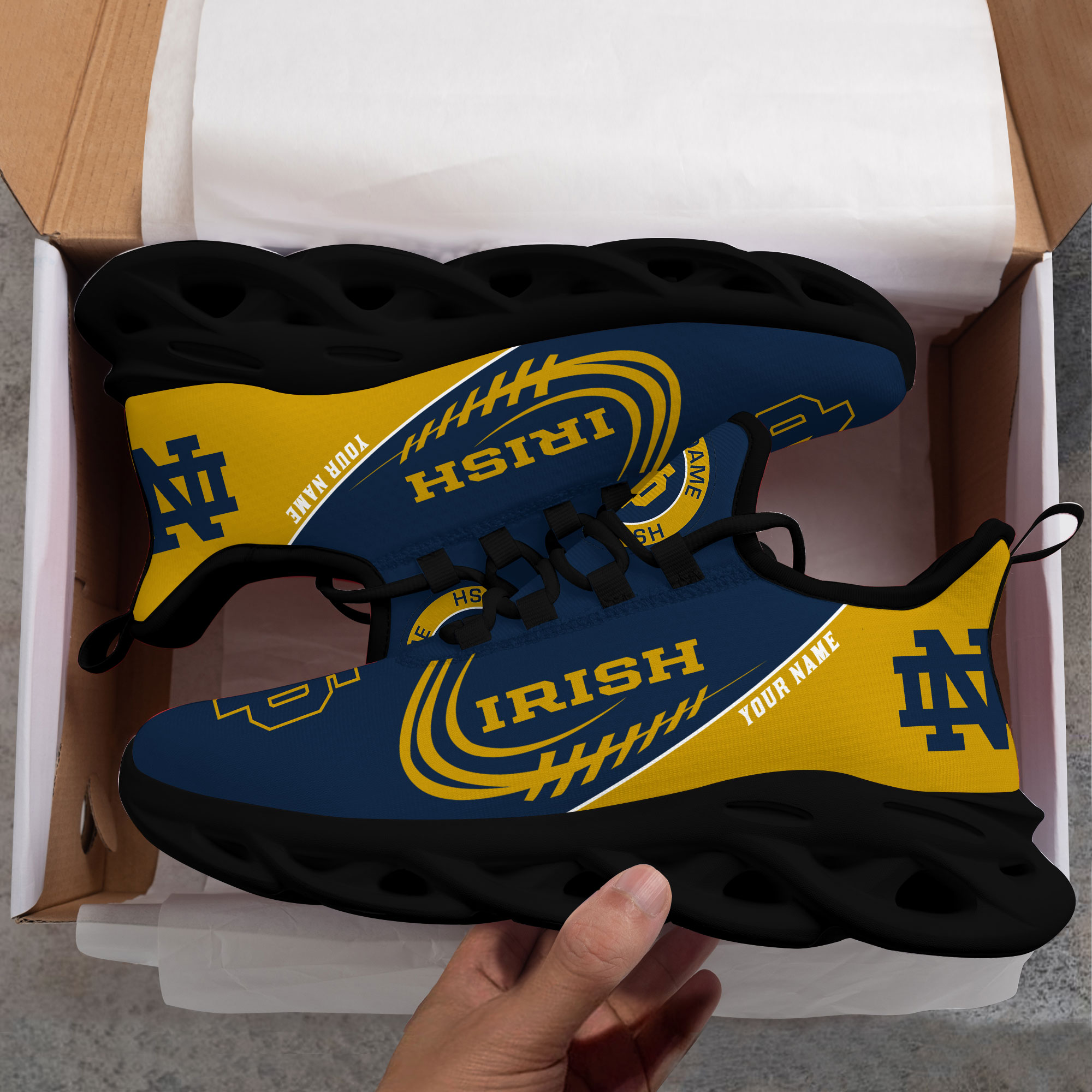 Notre Dame Fighting Irish PERSONALIZED MAX SOUL SHOES T1 - Famjoys Notre Dame Fighting Irish PERSONALIZED MAX SOUL SHOES T1 - Famjoys