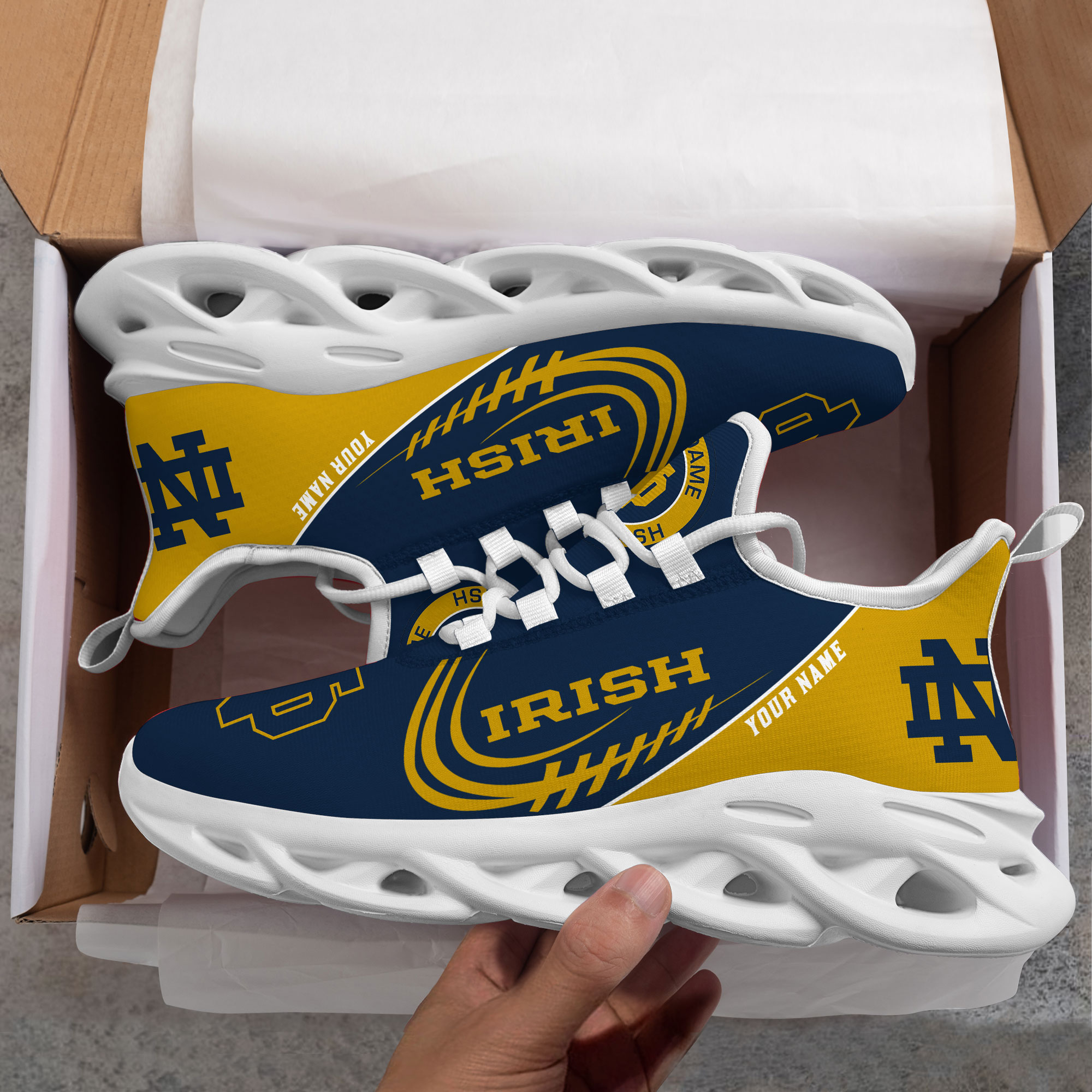 Notre Dame Fighting Irish PERSONALIZED MAX SOUL SHOES T1 - Famjoys Notre Dame Fighting Irish PERSONALIZED MAX SOUL SHOES T1 - Famjoys