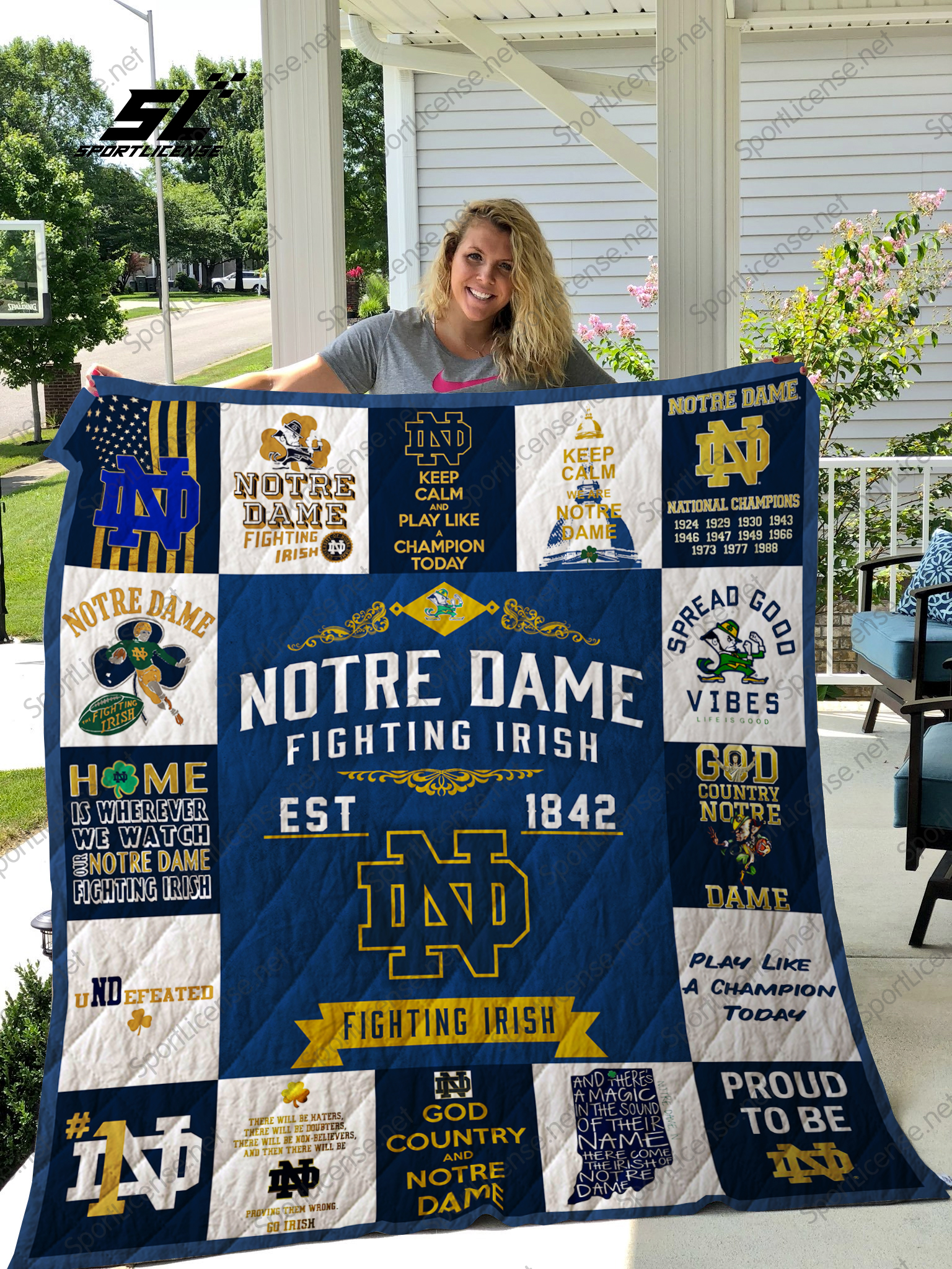 Notre Dame Fighting Irish Quilt Blanket 01 - Famjoys Notre Dame Fighting Irish Quilt Blanket 01 - Famjoys