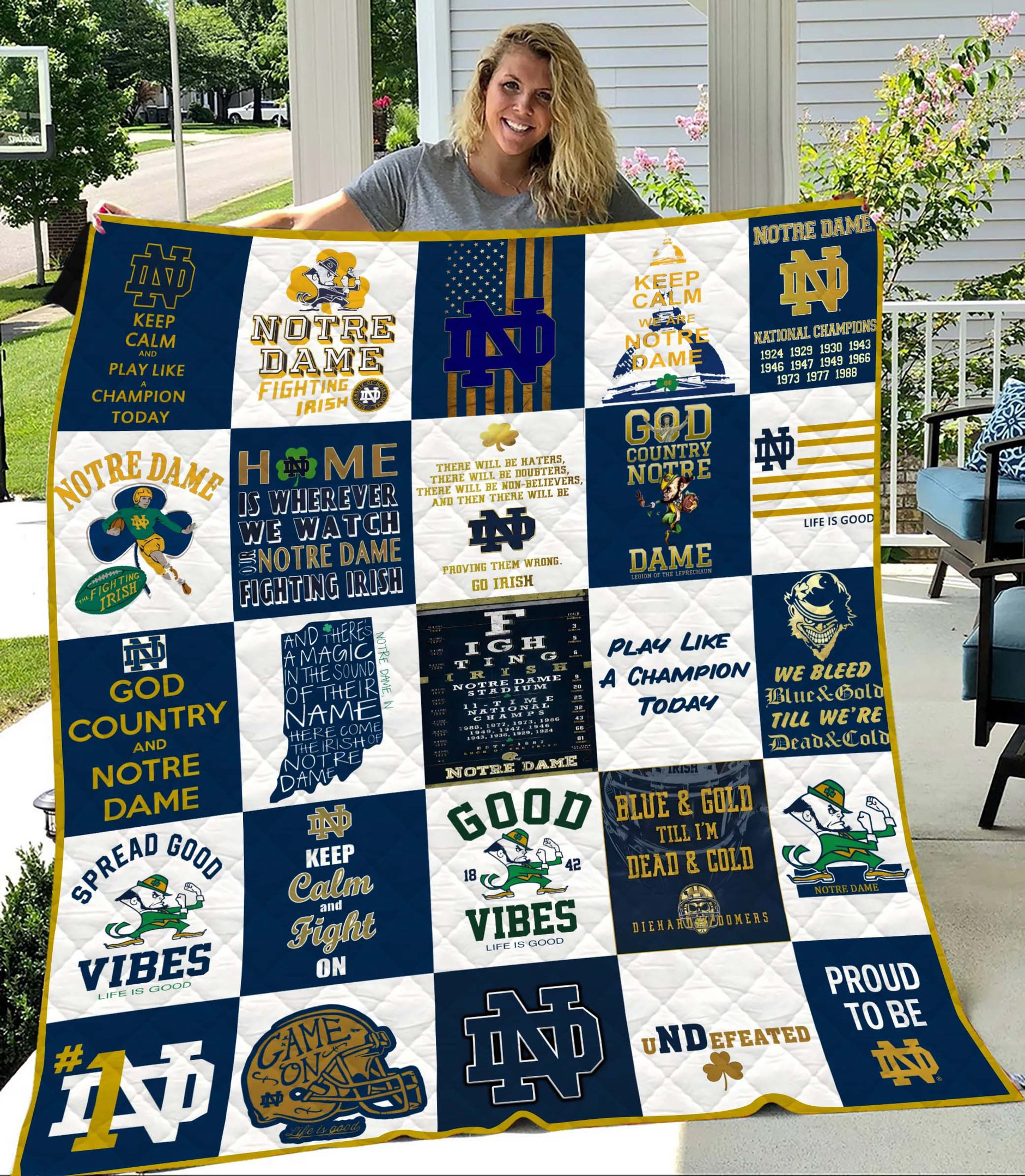 Notre Dame Fighting Irish Quilt - Famjoys Notre Dame Fighting Irish Quilt - Famjoys