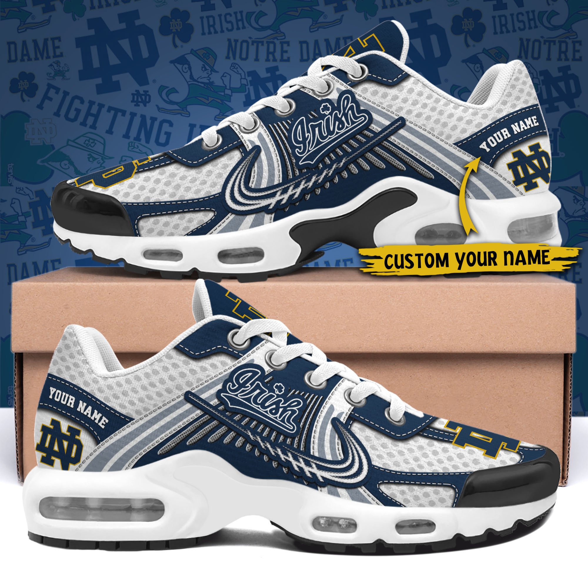 Notre Dame Fighting Irish TN Shoes Custom Your Name, Sport Shoes, Gifts For Fans, Sport Gifts For Him ETRG-62360 - Famjoys Notre Dame Fighting Irish TN Shoes Custom Your Name, Sport Shoes, Gifts For Fans, Sport Gifts For Him ETRG-62360 - Famjoys