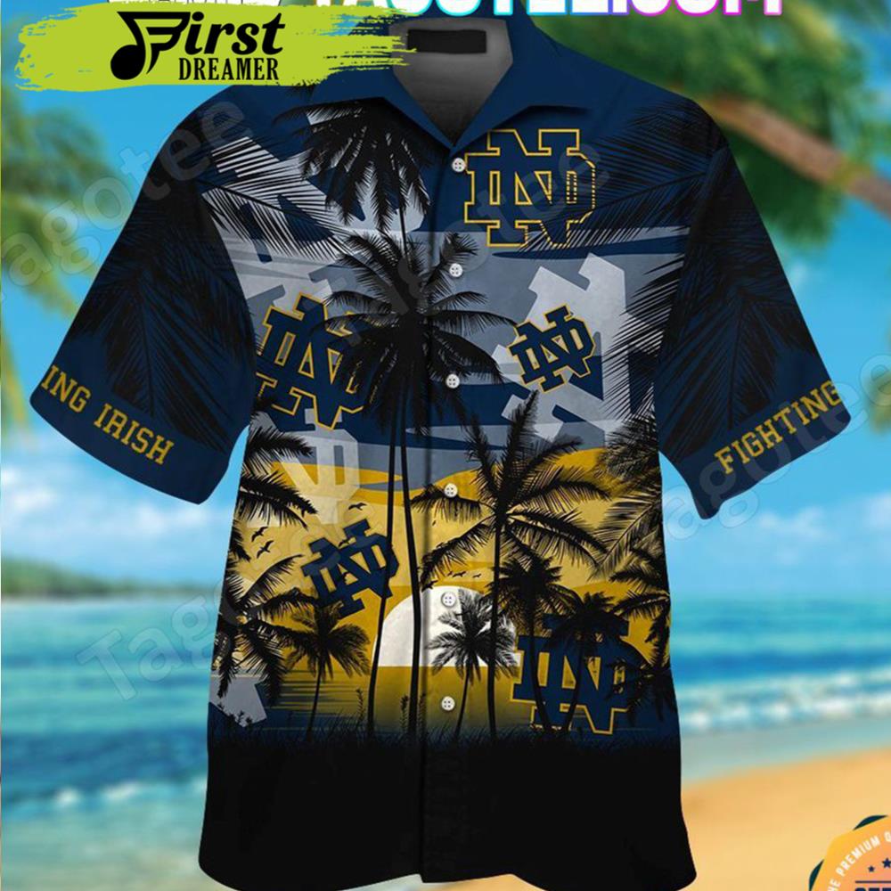 Notre Dame Fighting Irish Tropical Aloha Hawaii Shirt Beach Short - Famjoys Notre Dame Fighting Irish Tropical Aloha Hawaii Shirt Beach Short - Famjoys