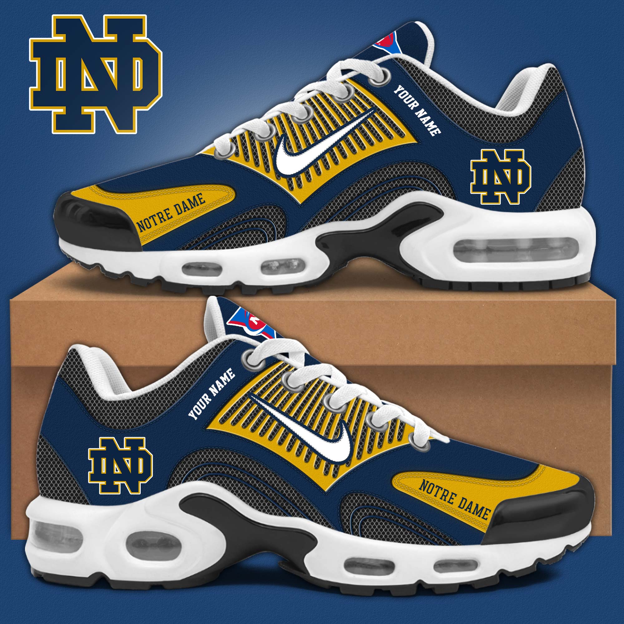 Notre Dame Football Air Max Plus Sneakers - Famjoys Notre Dame Football Air Max Plus Sneakers - Famjoys