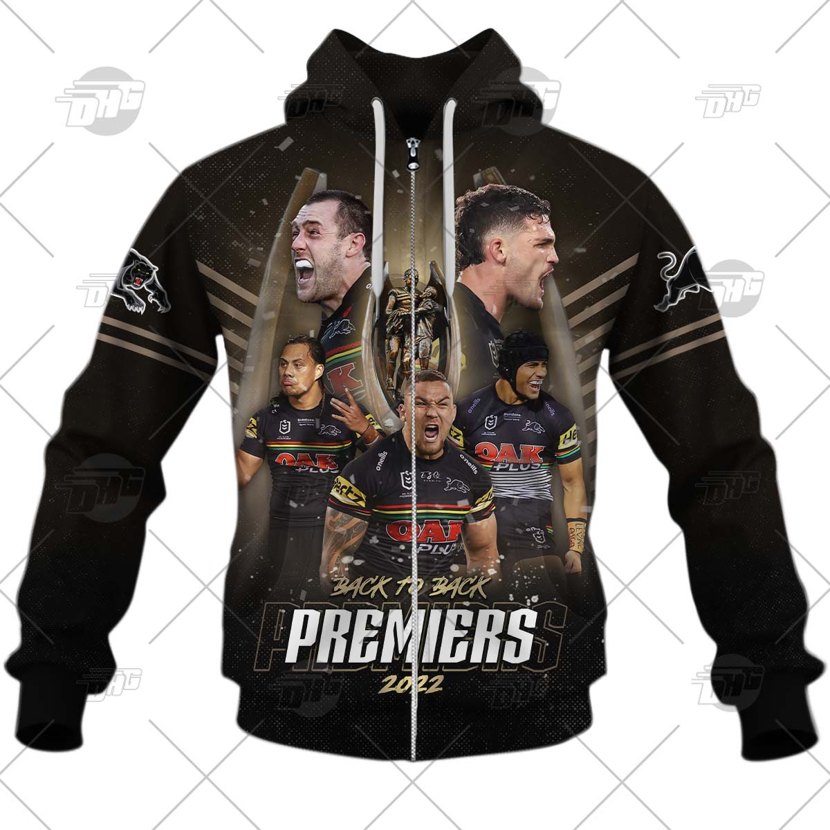 NRL Penrith Panthers 2022 Back To Back Premiers Fan Hoodie Shirt - Famjoys NRL Penrith Panthers 2022 Back To Back Premiers Fan Hoodie Shirt - Famjoys