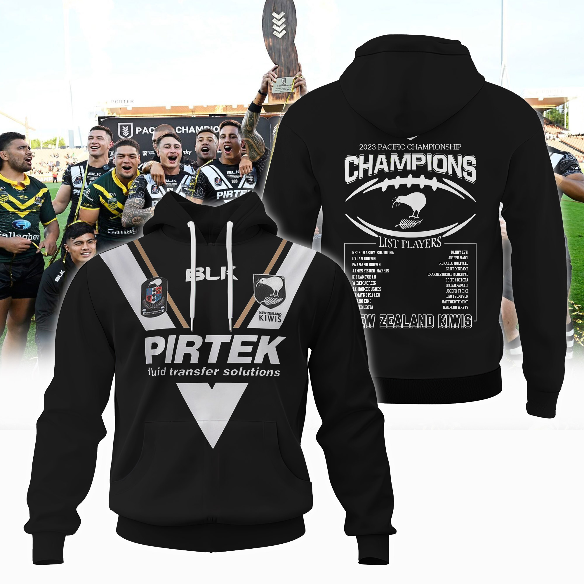 NZ Kiwis 2023 Pacific Championship Champions Hoodie - Famjoys NZ Kiwis 2023 Pacific Championship Champions Hoodie - Famjoys
