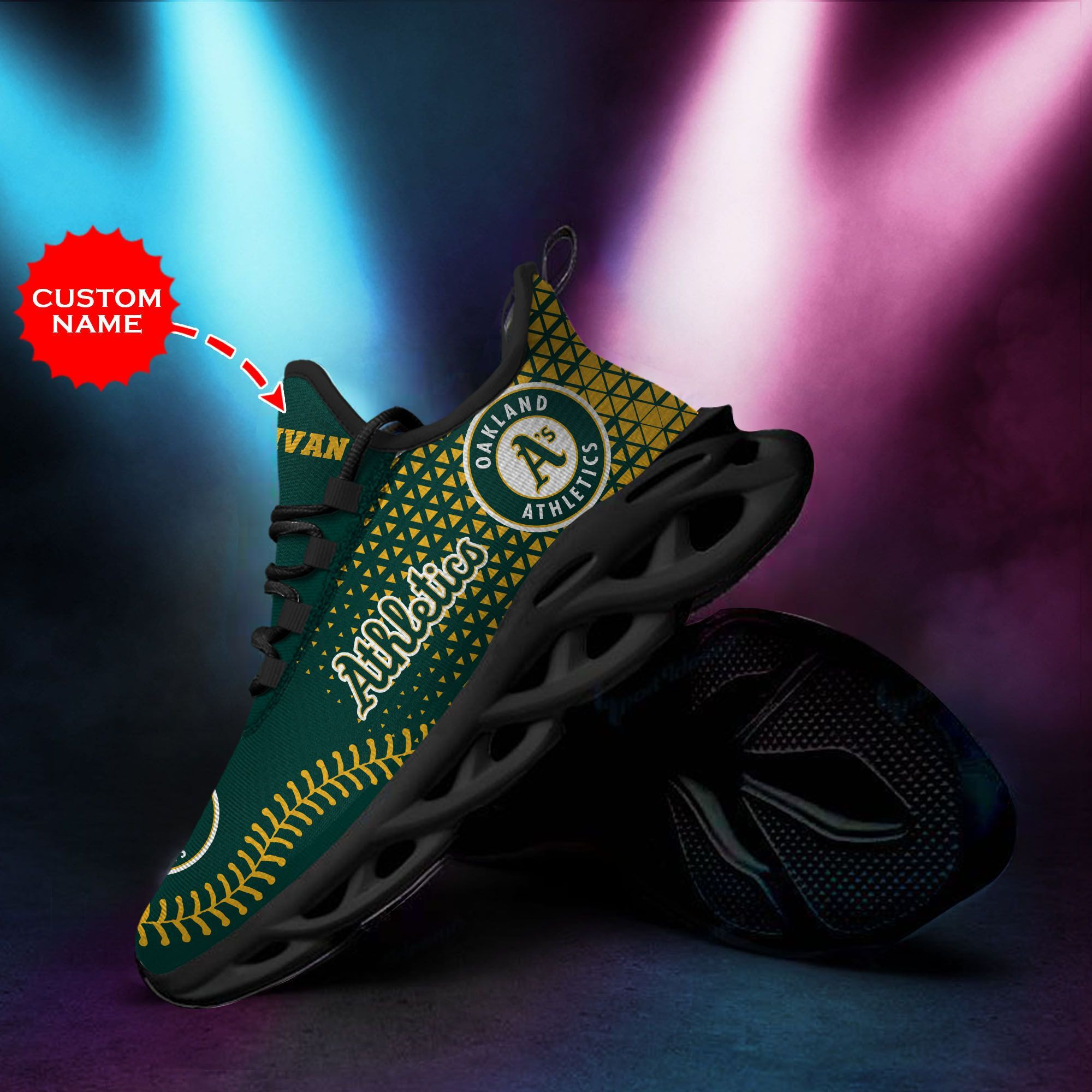 Oakland Athletics Custom Personalized Max Soul Sneakers Shoes - Famjoys Oakland Athletics Custom Personalized Max Soul Sneakers Shoes - Famjoys
