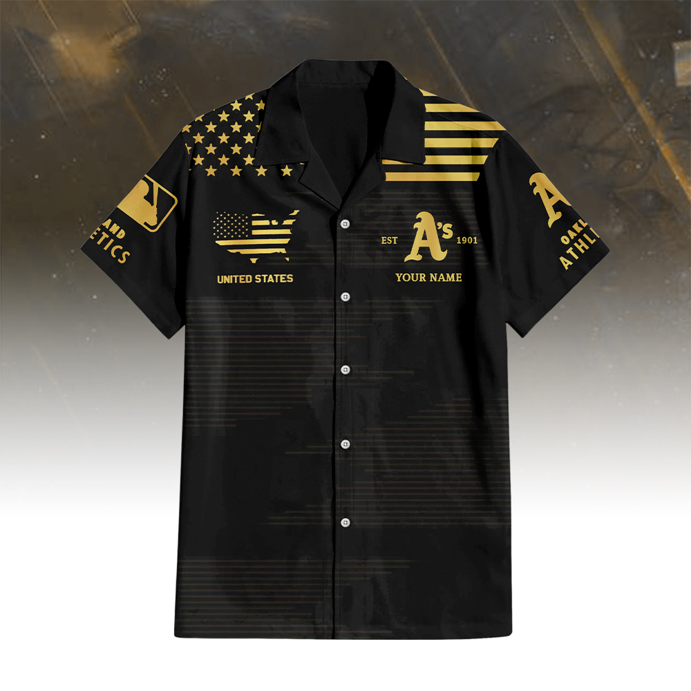 Oakland Athletics- Golden Hawaiian Shirt - Famjoys Oakland Athletics- Golden Hawaiian Shirt - Famjoys