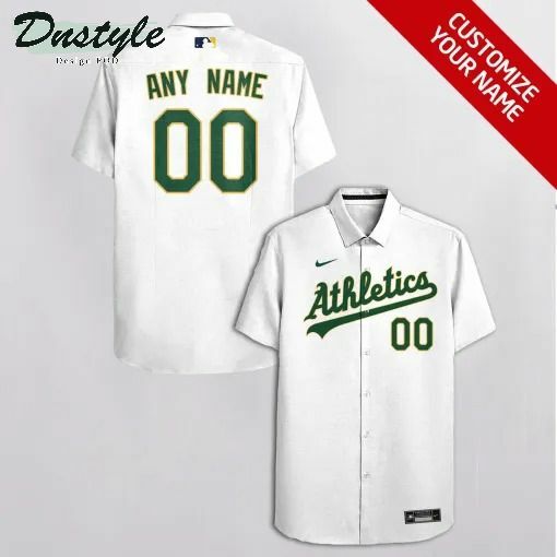 Oakland Athletics Personalized White Hawaiian Shirt - Famjoys Oakland Athletics Personalized White Hawaiian Shirt - Famjoys