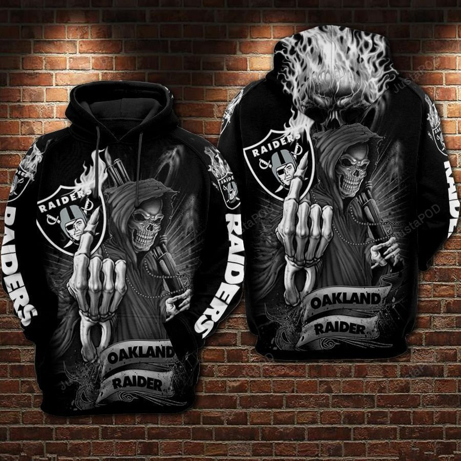 Oakland Raiders Football Skull Smoke Gray Hoodie & Zip Hoodie - Famjoys Oakland Raiders Football Skull Smoke Gray Hoodie & Zip Hoodie - Famjoys