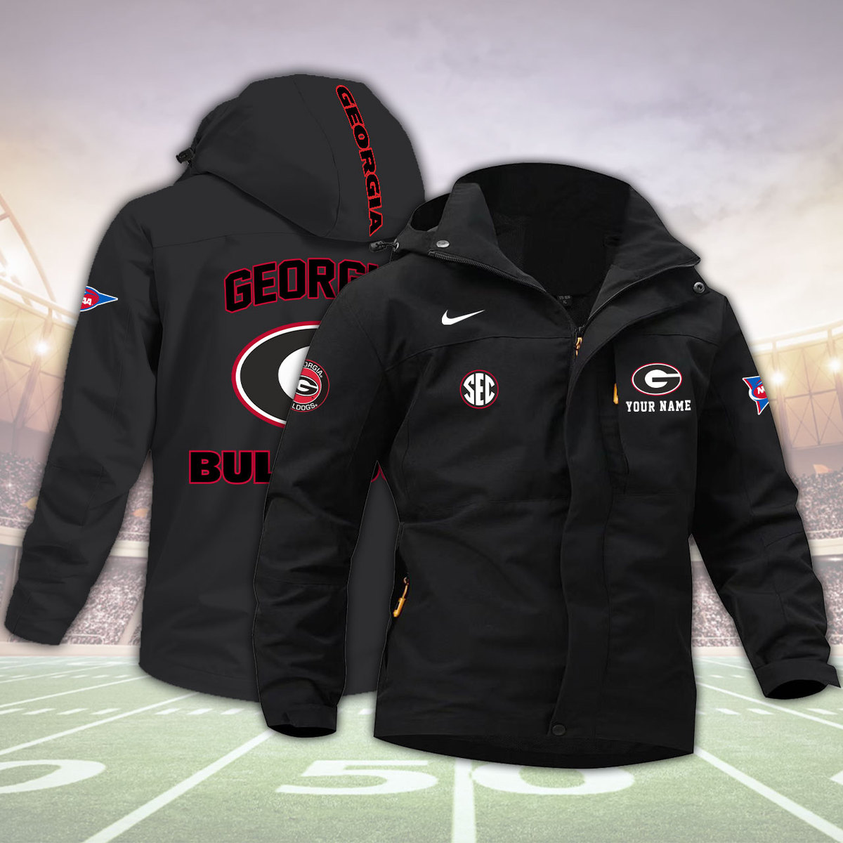 OCYLPC2838 Georgia Bulldogs football Windbreaker Outdoor Jacket - Famjoys OCYLPC2838 Georgia Bulldogs football Windbreaker Outdoor Jacket - Famjoys