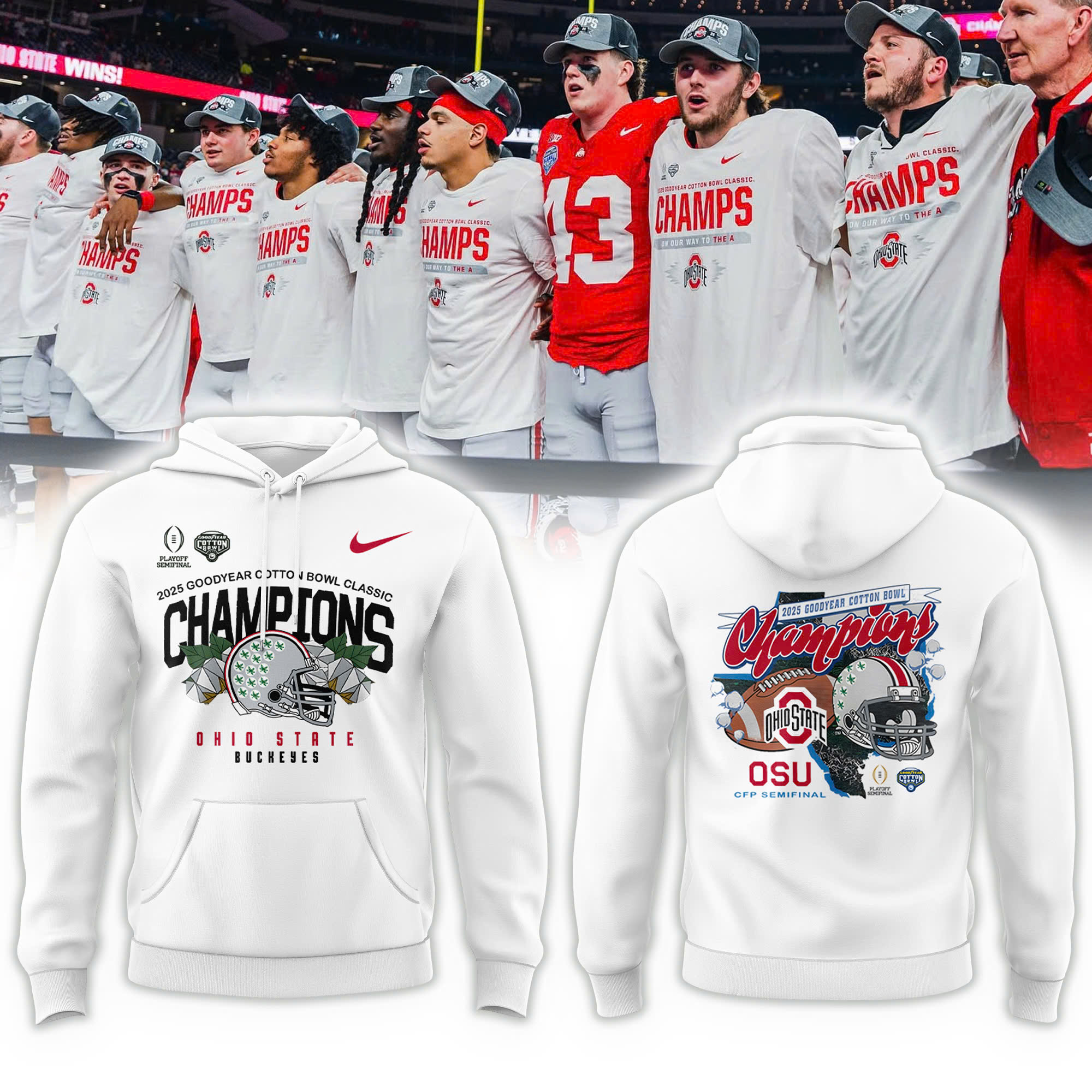 Ohio State Buckeyes 2025 Cotton Bowl Champions Hoodie - Famjoys Ohio State Buckeyes 2025 Cotton Bowl Champions Hoodie - Famjoys