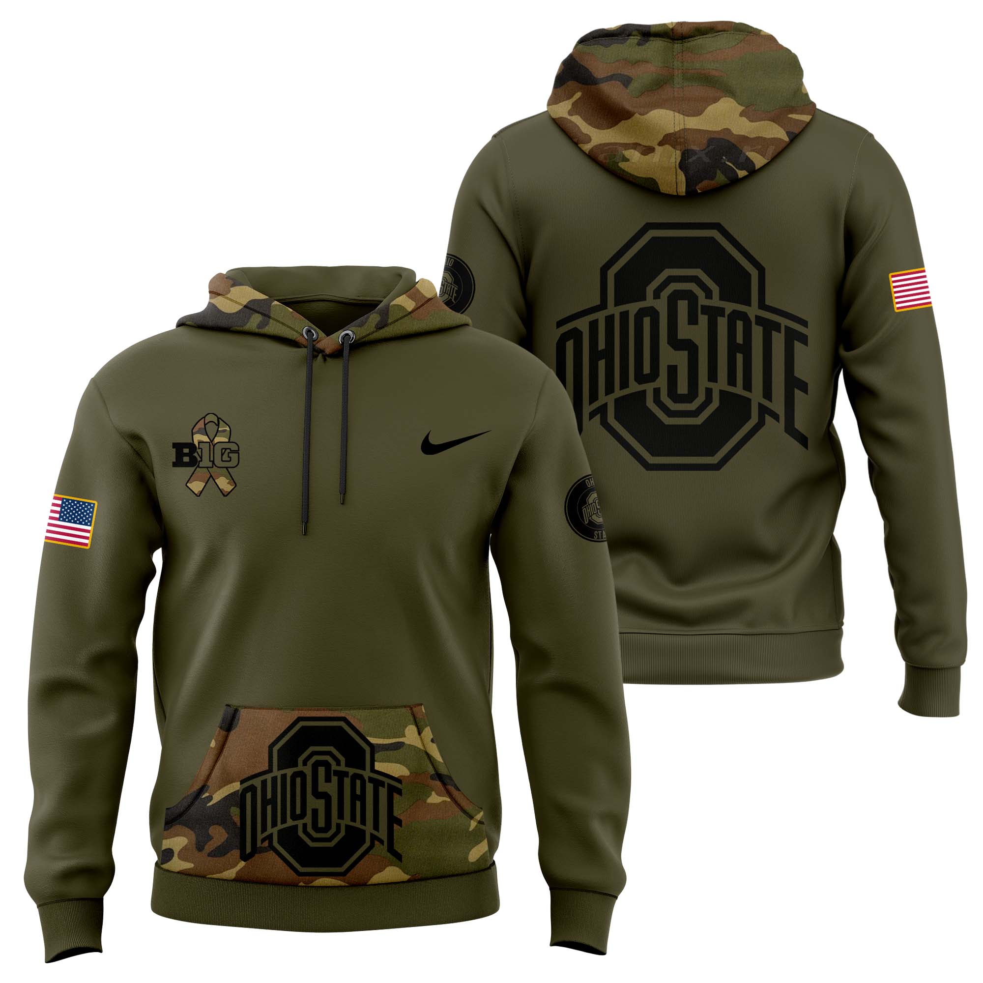 Ohio State Buckeyes Camo Salute to Service Club Fleece Pullover Hoodie - Famjoys Ohio State Buckeyes Camo Salute to Service Club Fleece Pullover Hoodie - Famjoys