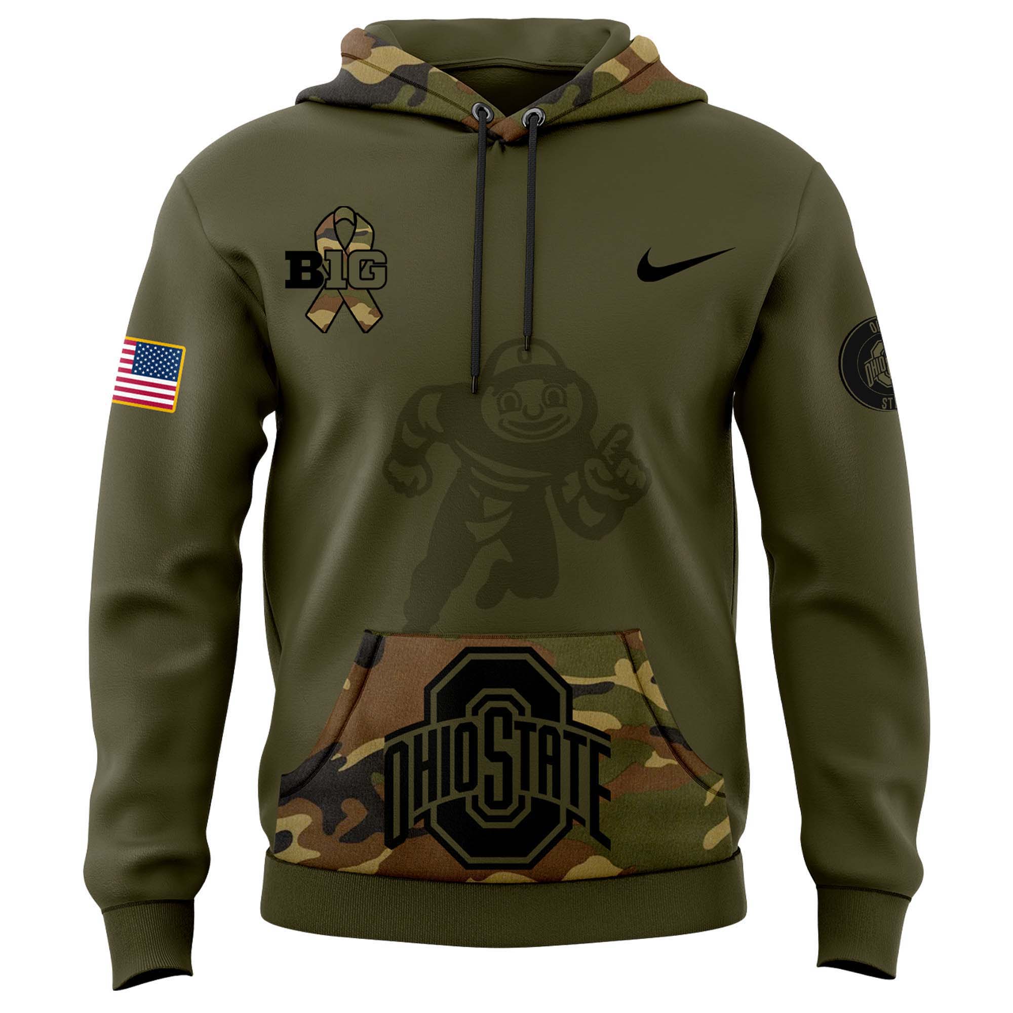 Ohio State Buckeyes Camo Salute to Service Club Fleece Pullover Hoodie - Famjoys Ohio State Buckeyes Camo Salute to Service Club Fleece Pullover Hoodie - Famjoys