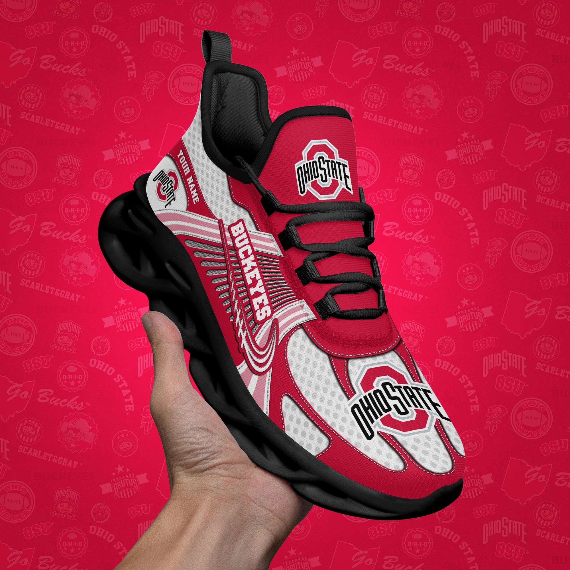 Ohio State Buckeyes Clunky Sneakers Custom Your Name, Sport Sneakers ETRG-62343 - Famjoys Ohio State Buckeyes Clunky Sneakers Custom Your Name, Sport Sneakers ETRG-62343 - Famjoys