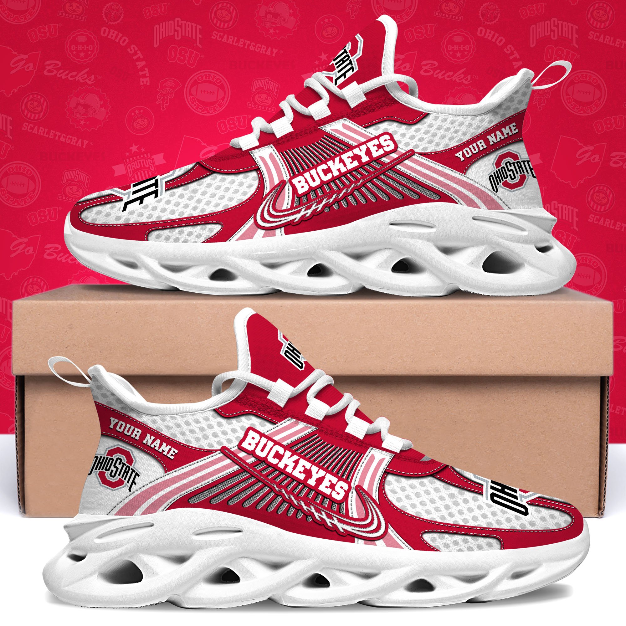 Ohio State Buckeyes Clunky Sneakers Custom Your Name, Sport Sneakers ETRG-62343 - Famjoys Ohio State Buckeyes Clunky Sneakers Custom Your Name, Sport Sneakers ETRG-62343 - Famjoys
