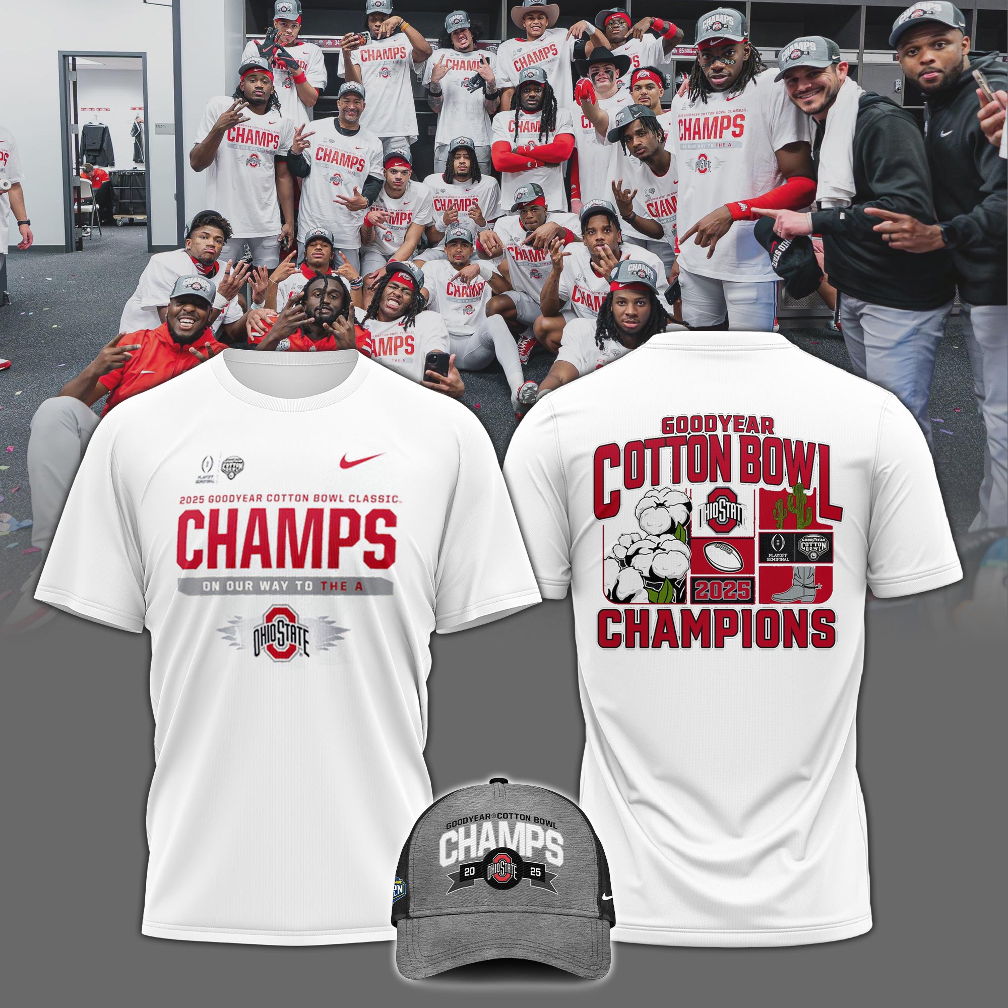Ohio State Buckeyes   College Football Playoff 2025 Cotton Bowl Champions TShirts 2025