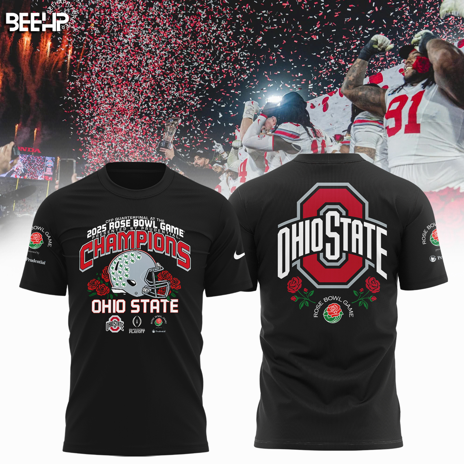 Ohio State Buckeyes College Football Playoff 2025 Rose Bowl Champions Shirt - Famjoys Ohio State Buckeyes College Football Playoff 2025 Rose Bowl Champions Shirt - Famjoys