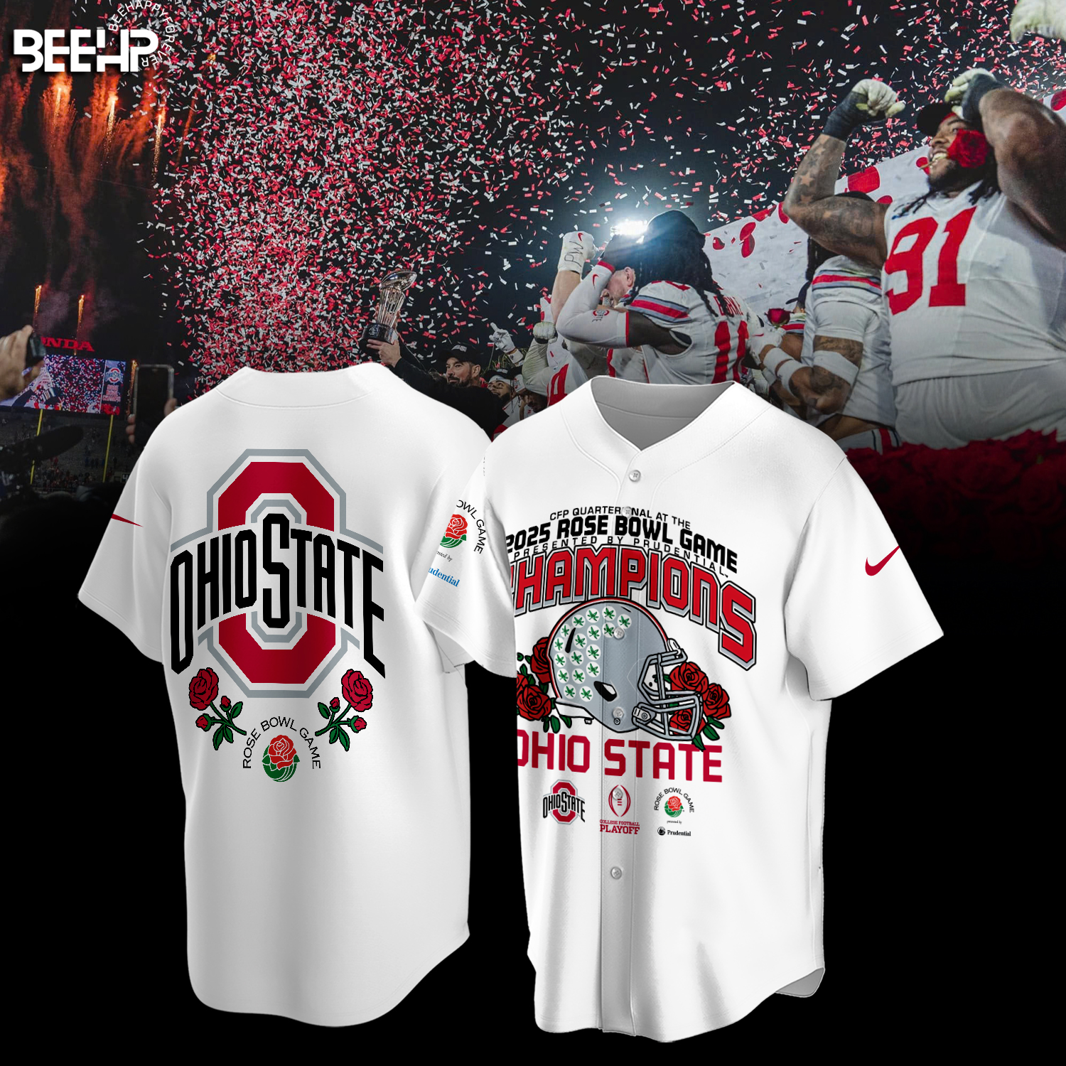 Ohio State Buckeyes College Football Playoff 2025 Rose Bowl Champions Shirt - Famjoys Ohio State Buckeyes College Football Playoff 2025 Rose Bowl Champions Shirt - Famjoys