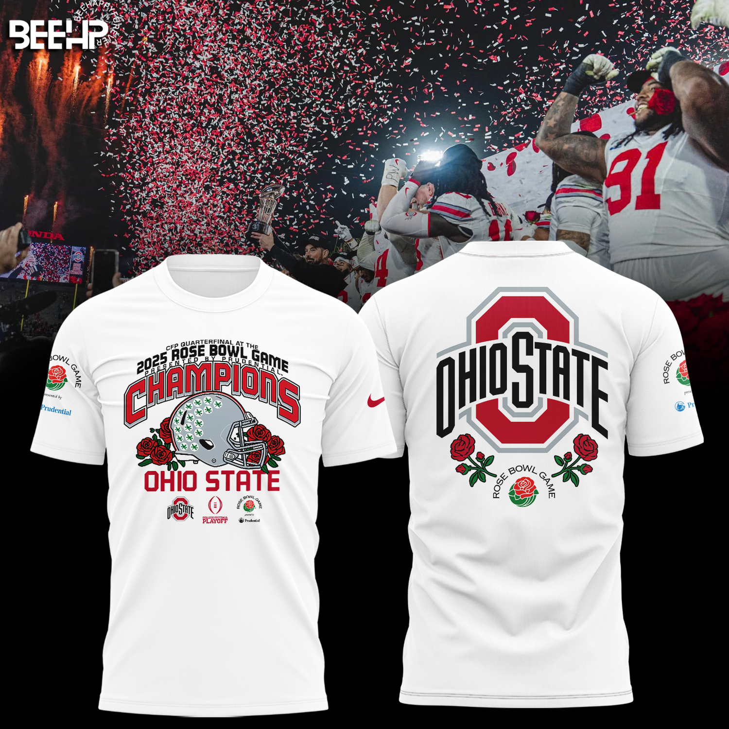 Ohio State Buckeyes College Football Playoff 2025 Rose Bowl Champions Shirt - Famjoys Ohio State Buckeyes College Football Playoff 2025 Rose Bowl Champions Shirt - Famjoys