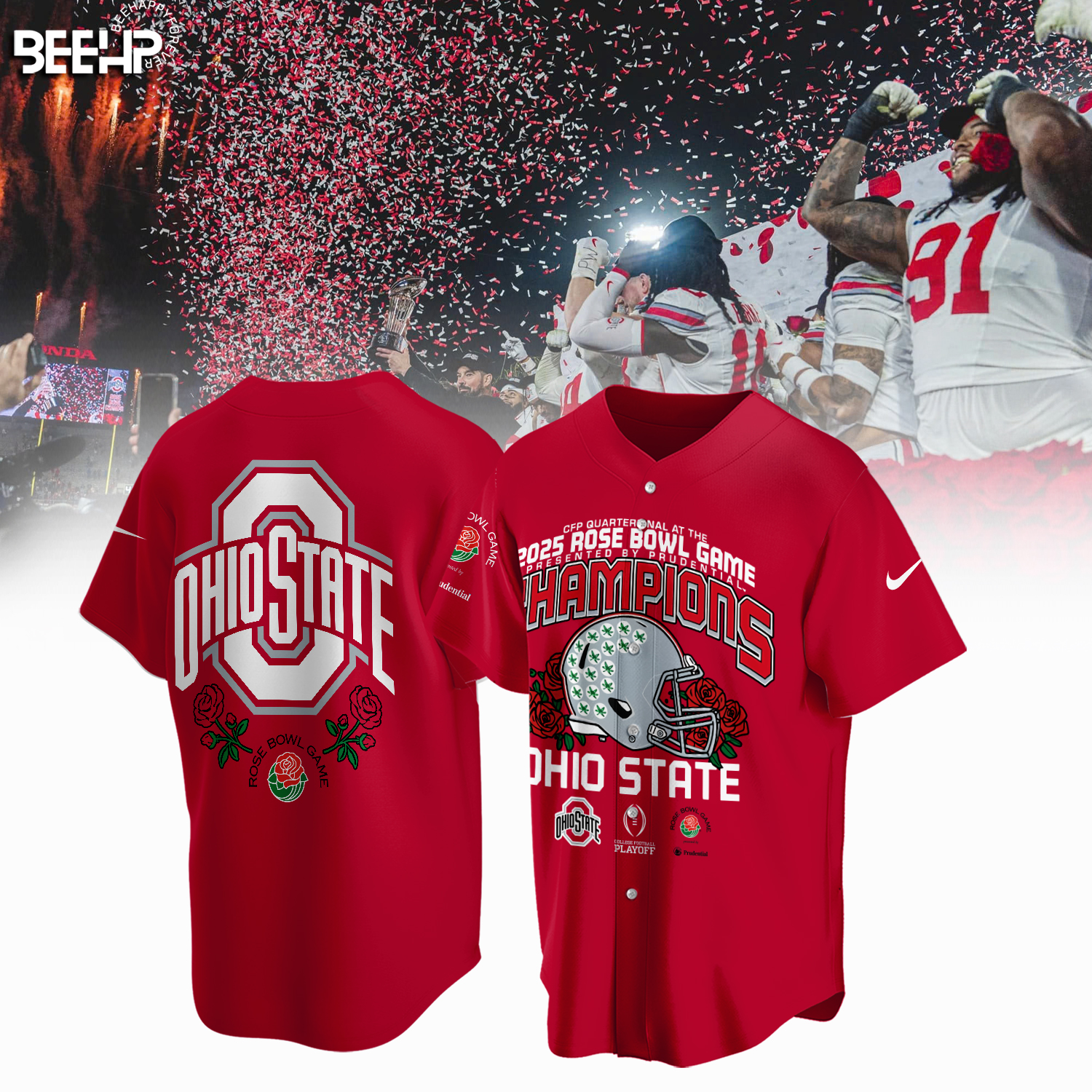 Ohio State Buckeyes College Football Playoff 2025 Rose Bowl Champions Shirt - Famjoys Ohio State Buckeyes College Football Playoff 2025 Rose Bowl Champions Shirt - Famjoys