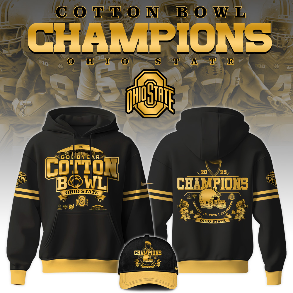 Ohio State Buckeyes Cotton Bowl Champions Hoodie 2025 - Famjoys Ohio State Buckeyes Cotton Bowl Champions Hoodie 2025 - Famjoys